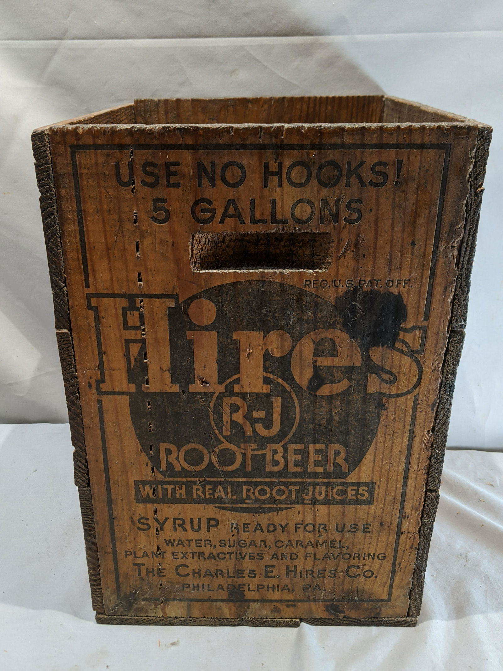 Antique Hires RJ Root Beer Soda Wood Box Crate 5 Gallon (1 of 6)