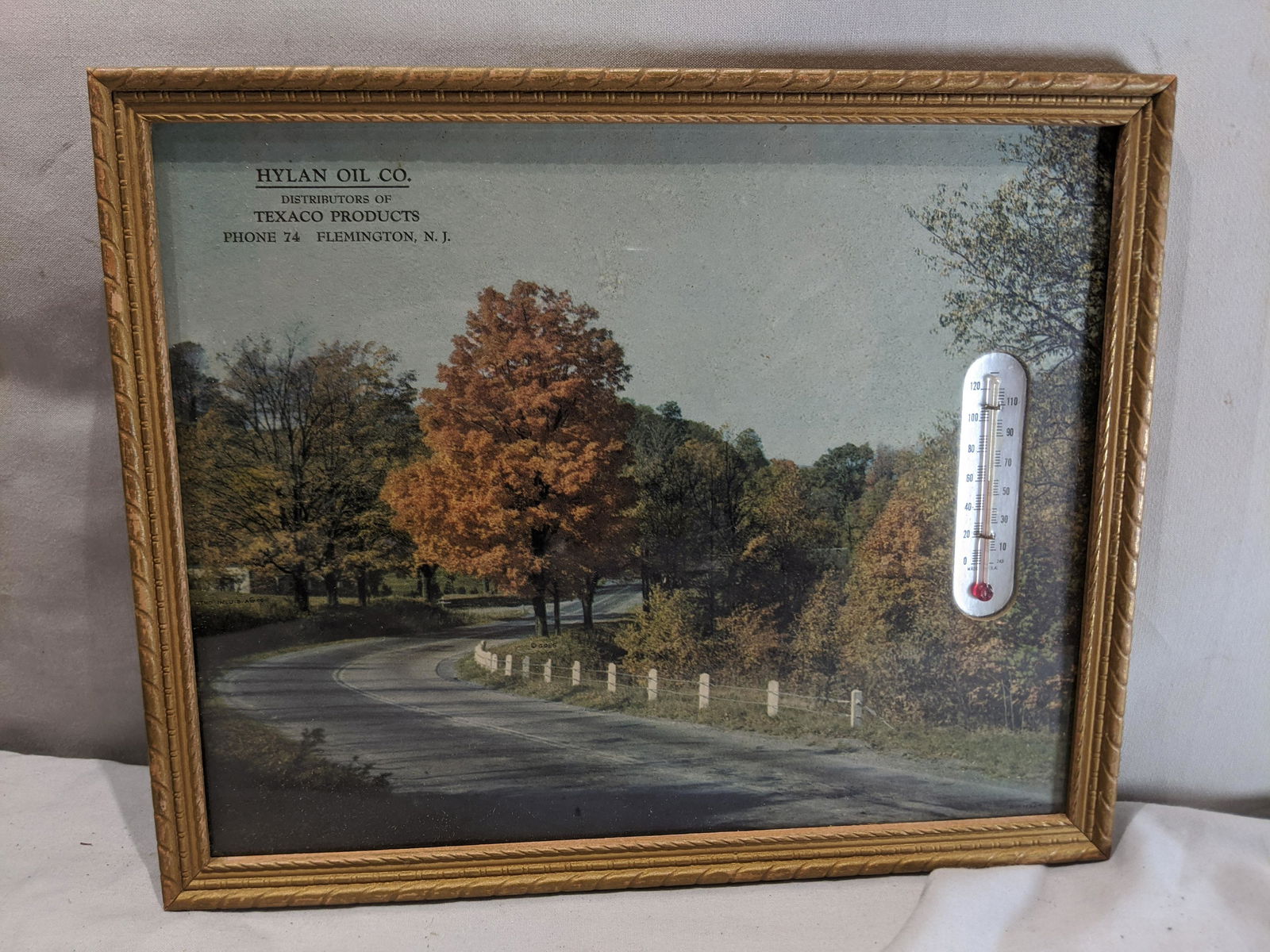 Vintage Hylan Oil Co Texaco Fall Picture Thermometer (1 of 8)