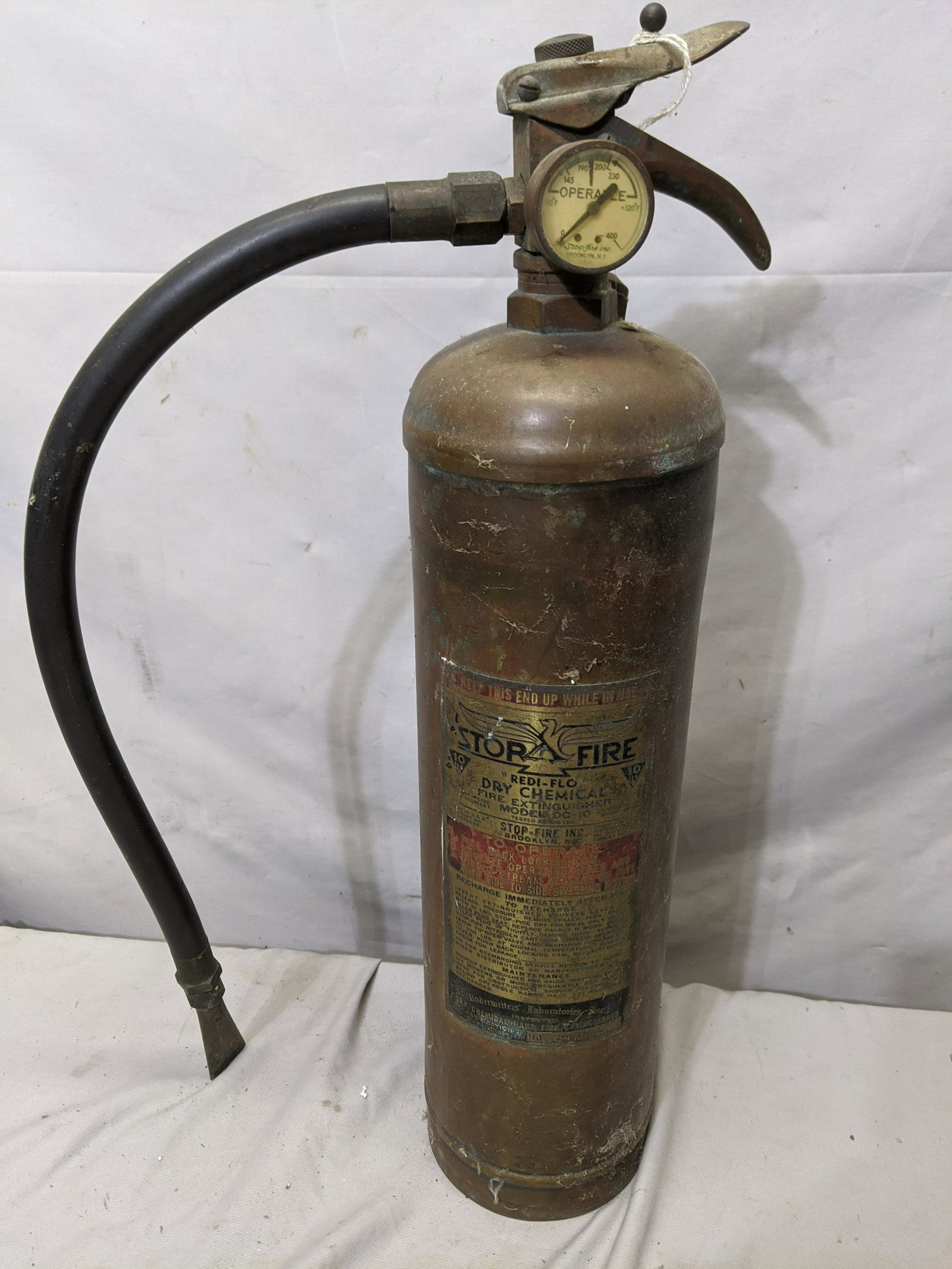Antique Copper Stop-Fire Redi-Flo Fire Extinguisher (1 of 6)