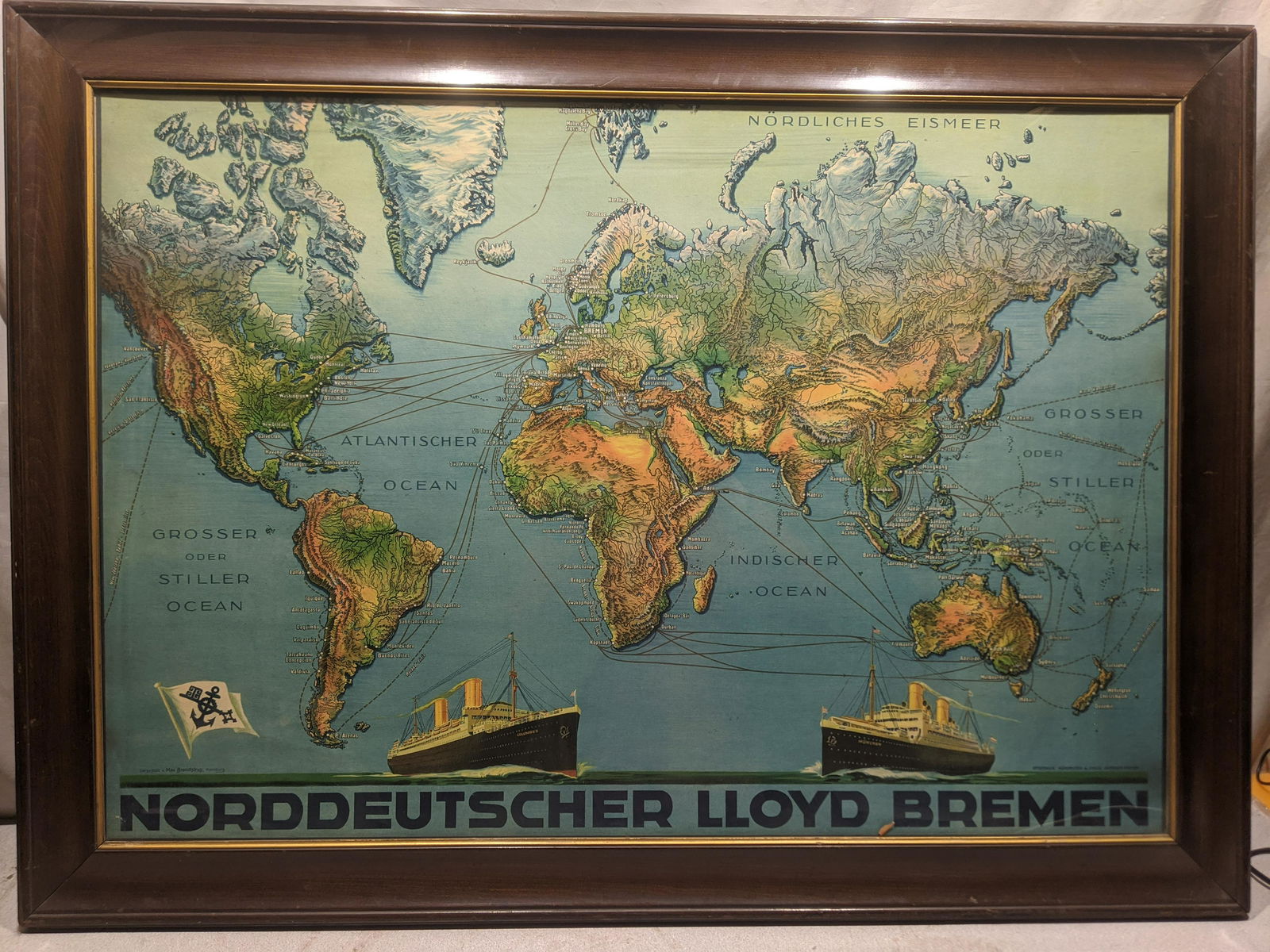 Norddeutscher Lloyd Bremen Ocean Liner Map Print (1 of 10)