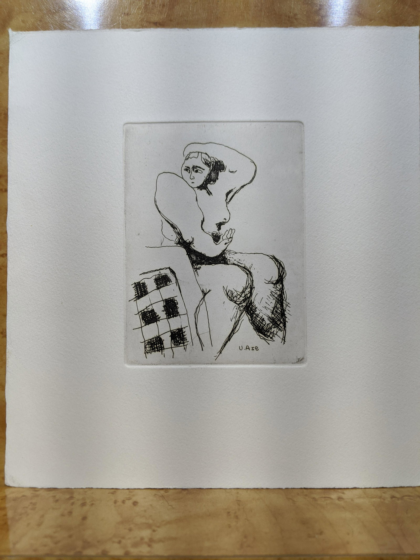 Umetaro Azechi Japanese Etching Print of Nude: Umetaro Azechi Japanese Etching Print of Nude. Modernism Sosaku Hanga. Measurements in inches: 9 x 8 Condition:Excellent condition Shipping:We offer in-house shipping. Item(s) will be packed after inv