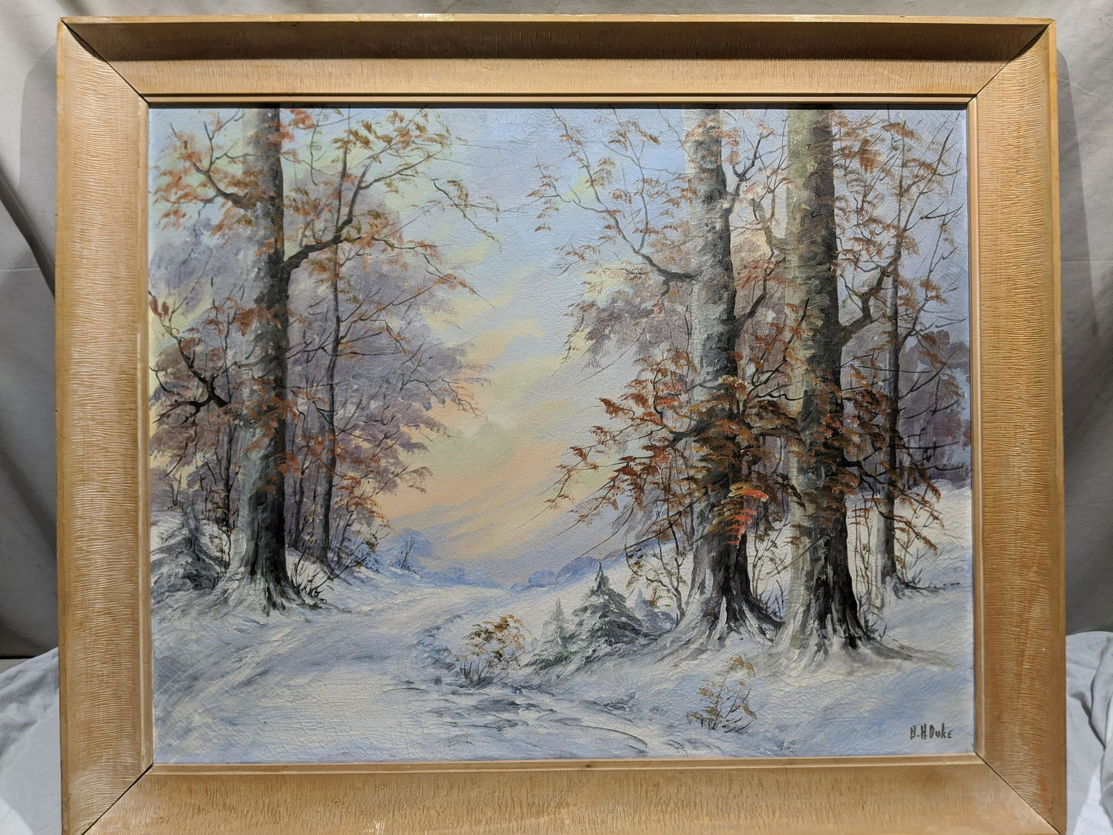 Unsigned Vintage Winter River Landscape Painting (1 of 14)