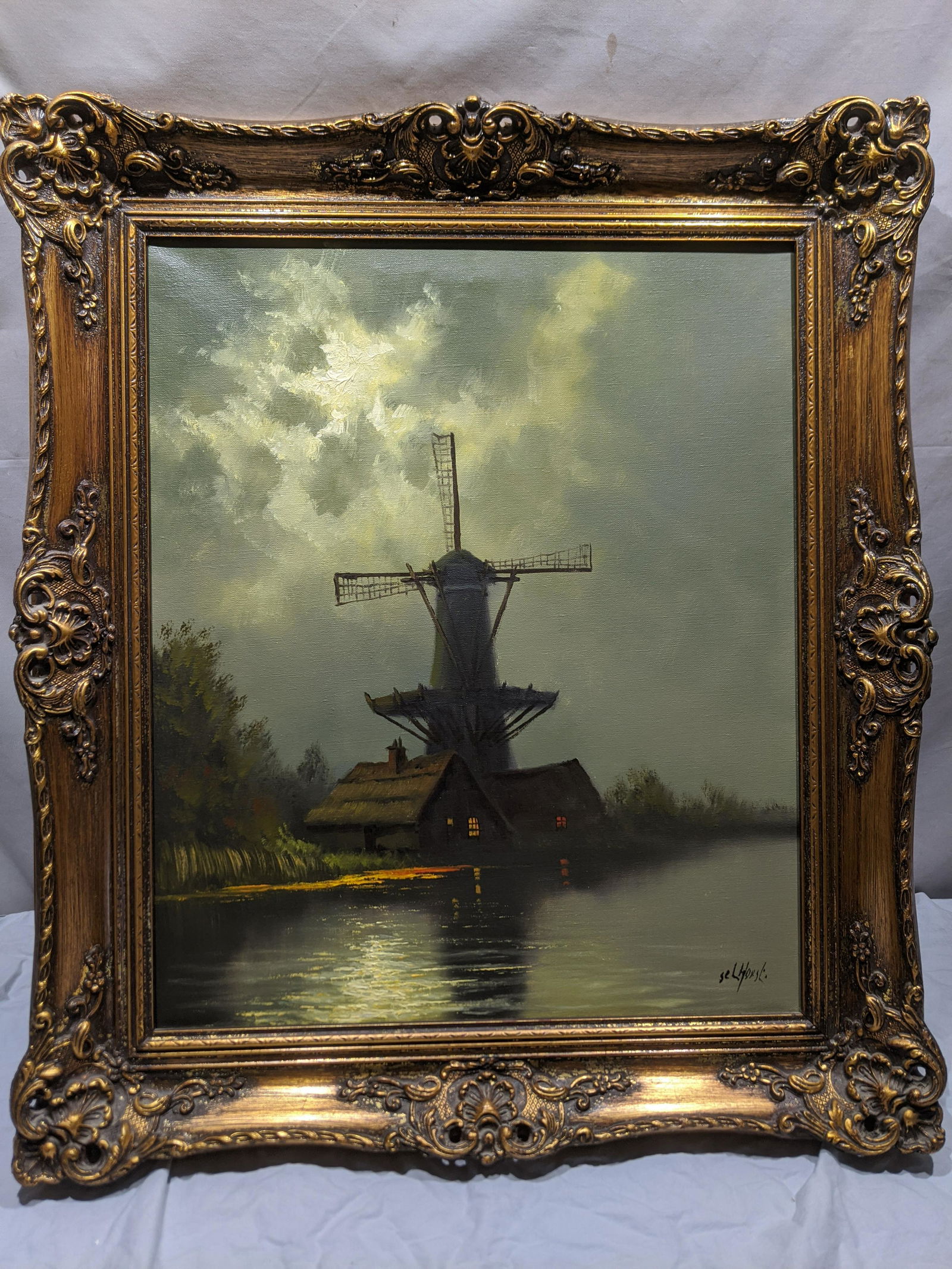 Adrianos Selhost Windmill at Night Oil Painting (1 of 13)