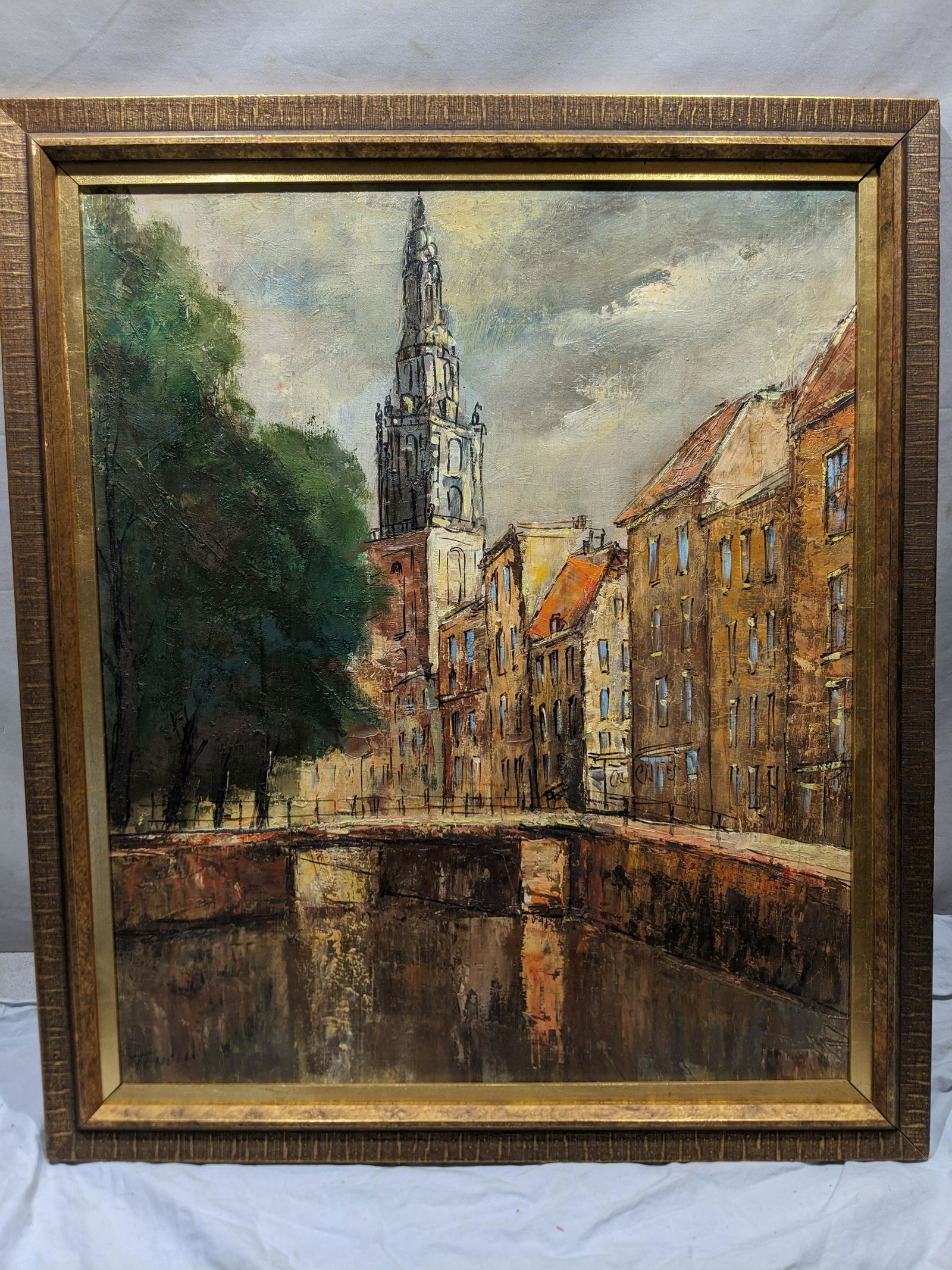 Signed Tonelli Italian Street Scene Oil Painting (1 of 16)