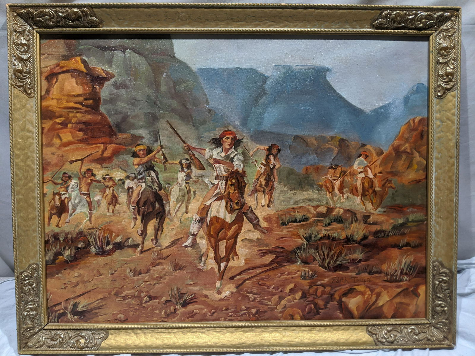Edith Temple Native Indian Americans on Horses Painting (1 of 14)