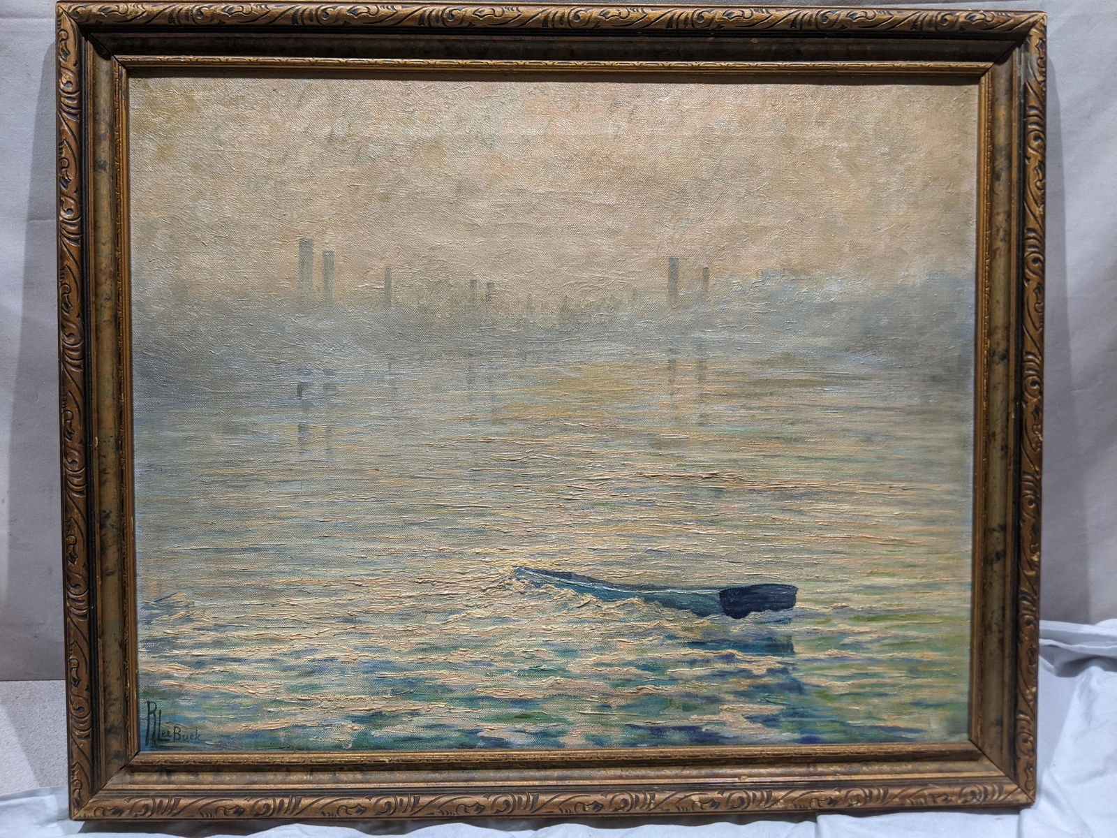 1933 Rowena Lee Wisconsin Lake Oil Painting (1 of 15)