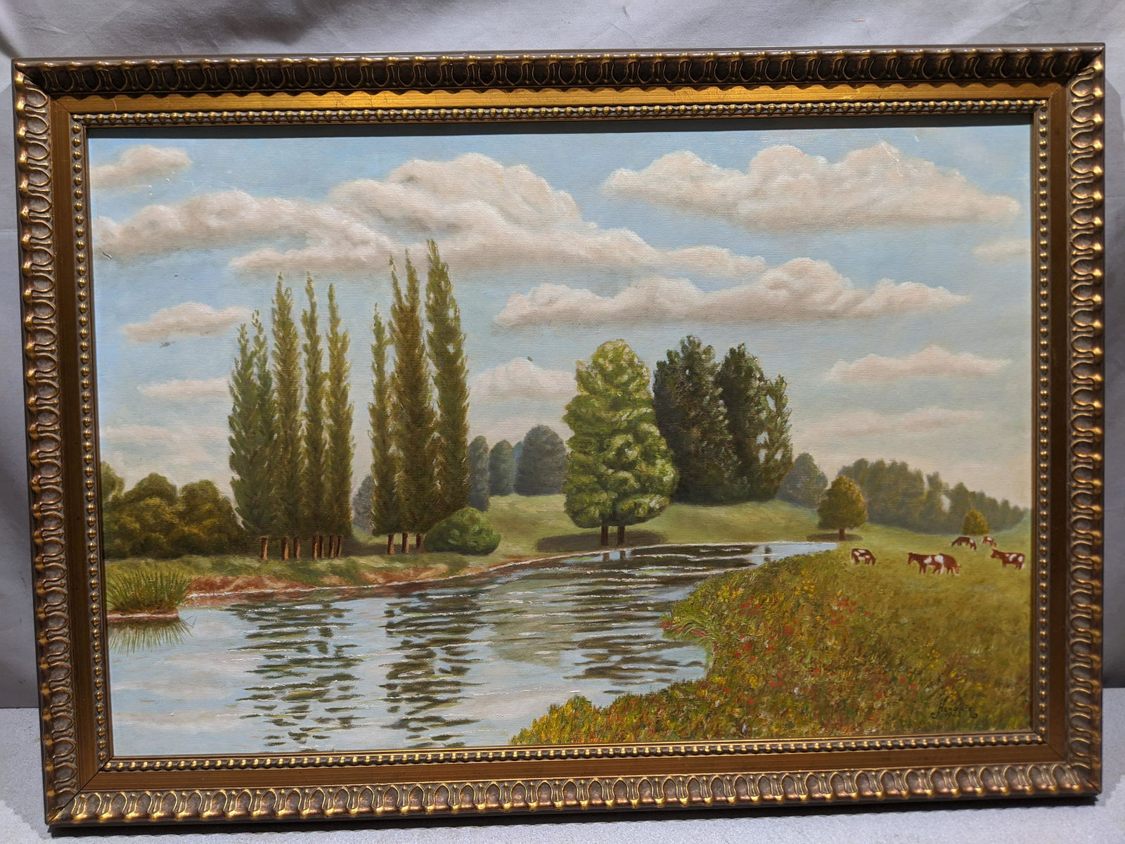 1966 Pierre Hendrix Cows in Field Oil Painting (1 of 13)