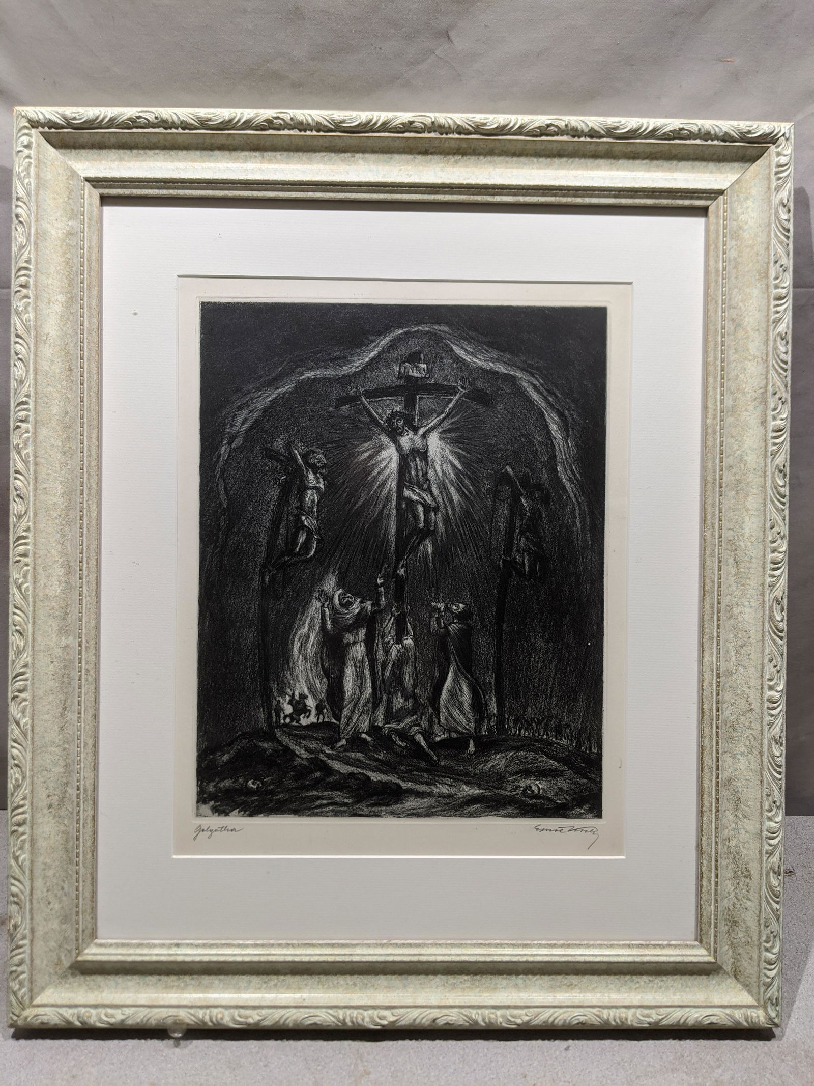 Eloise Wood B&W Etching of Jesus Crucifixion (1 of 13)