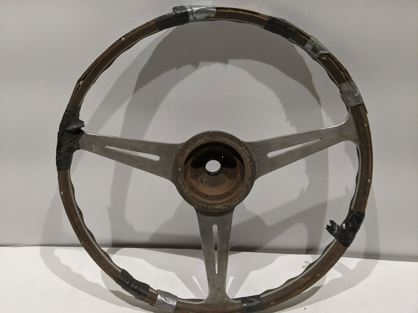Vintage Sports Car Wood & Metal Steering Wheel Mardi (1 of 6)