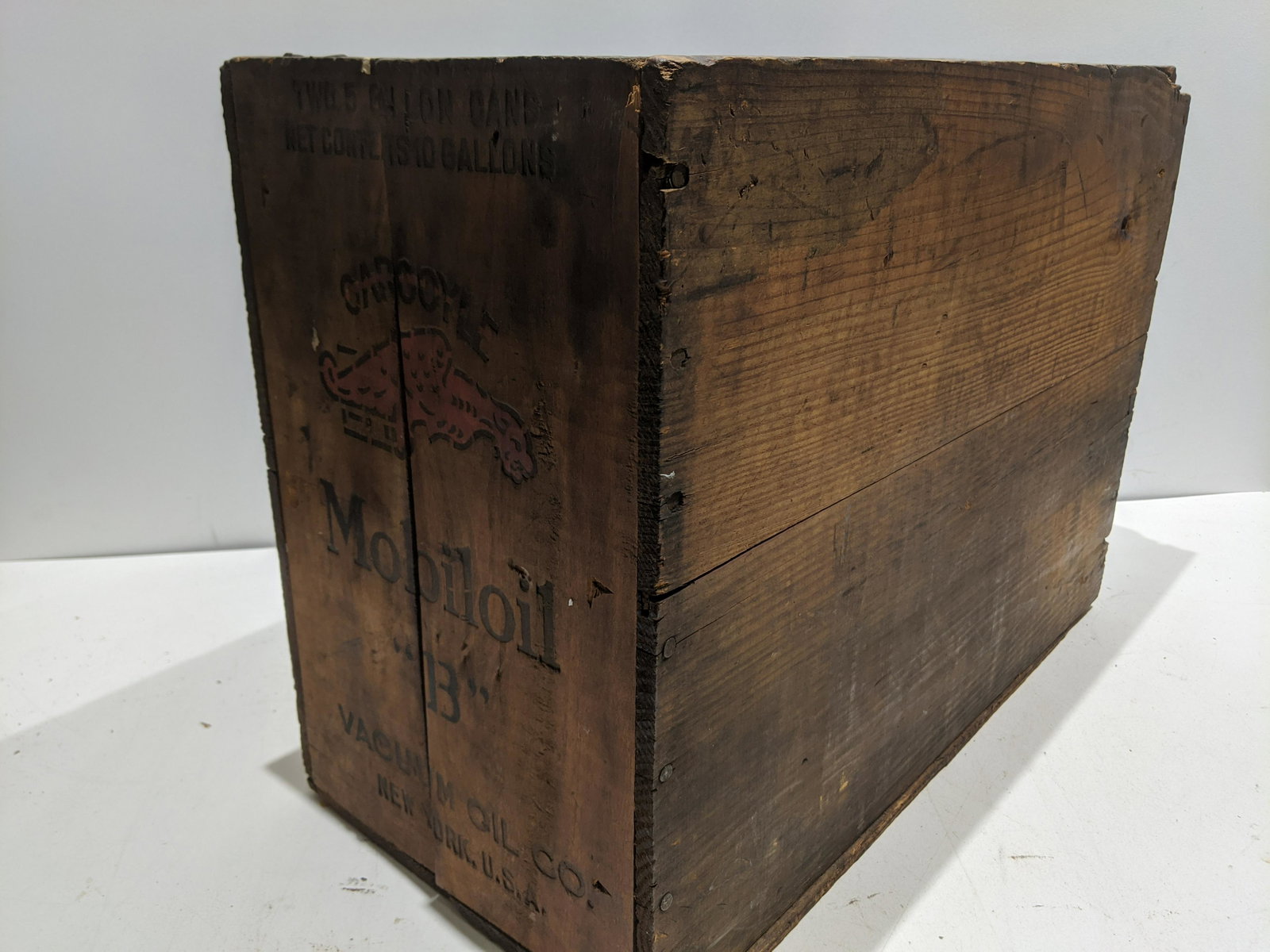Antique Mobile Oil Gargoyle B Wooden Crate Box (1 of 6)