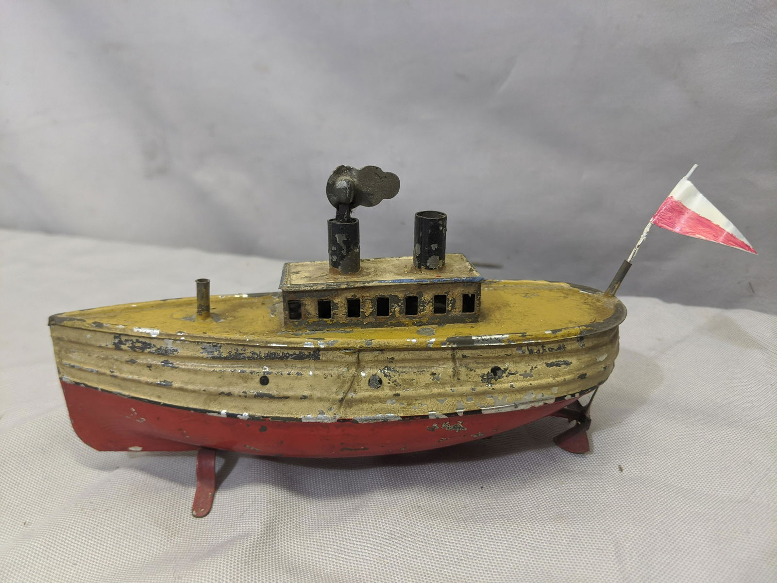 c1910 German Hand painted Tin Wind Up Boat Ship (1 of 6)