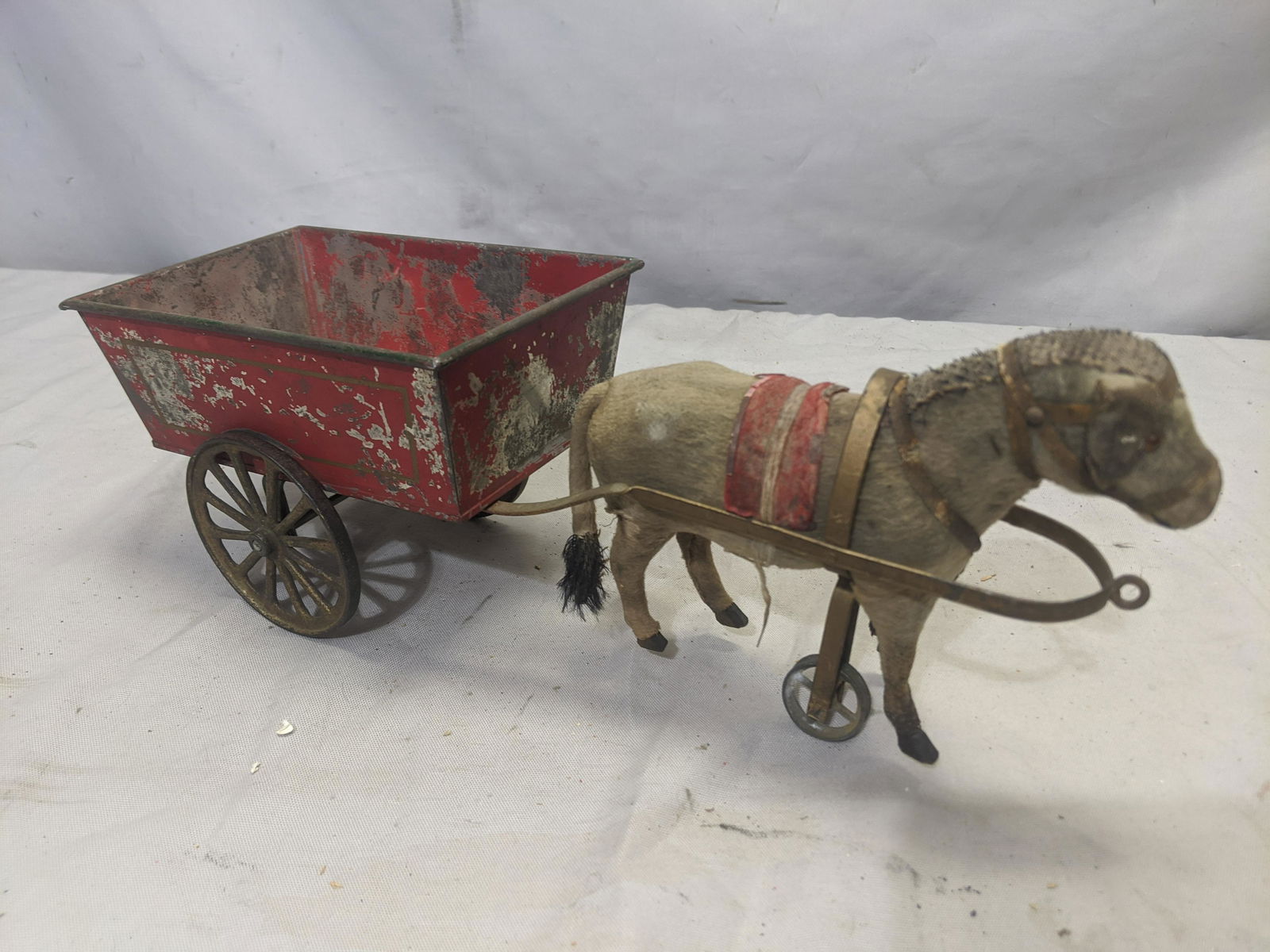 c1900 American Tin Horse Pulling Wagon (1 of 8)