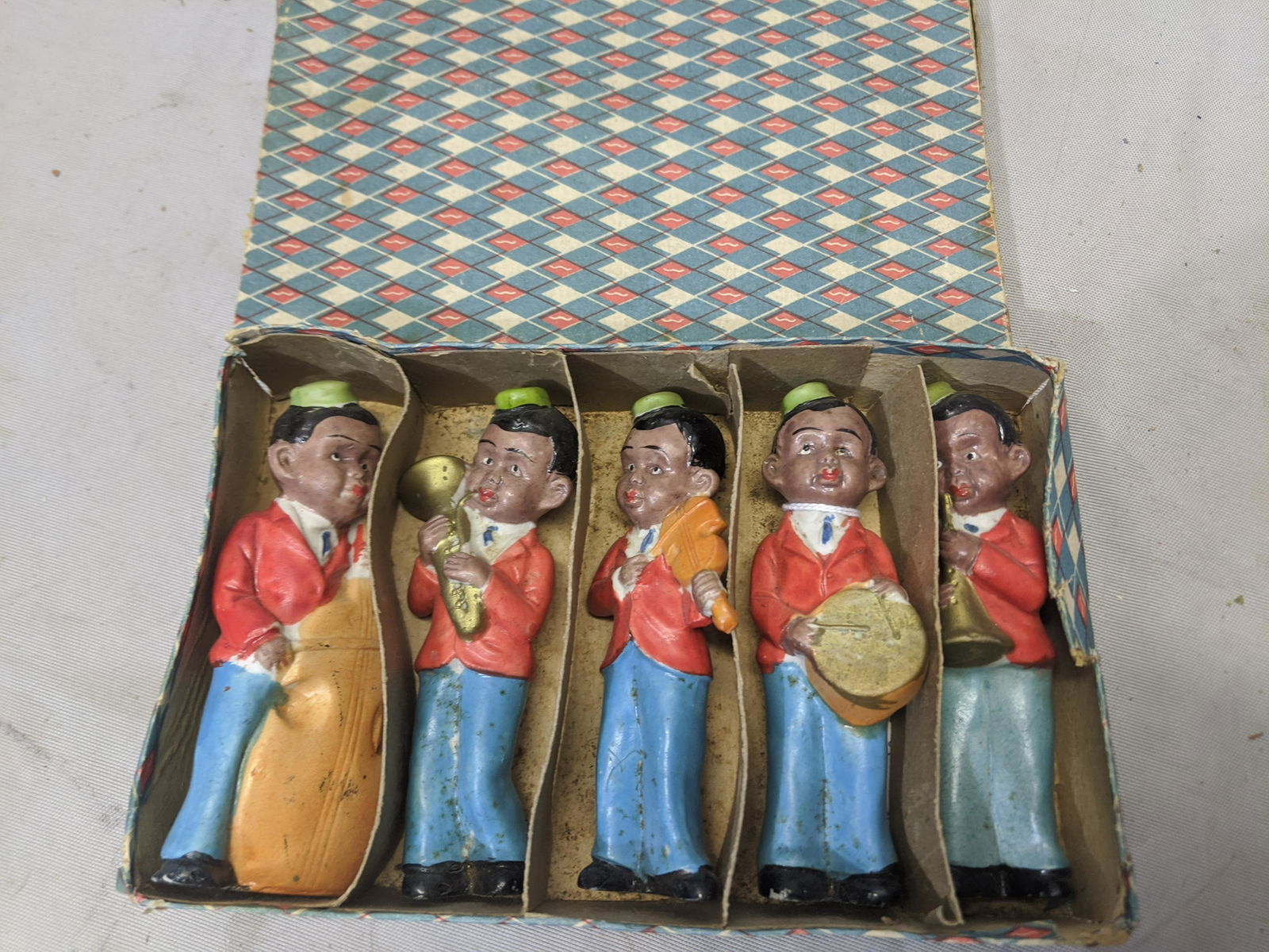 1930's Set 5 Black Musicians Bisque Japan Figures (1 of 7)
