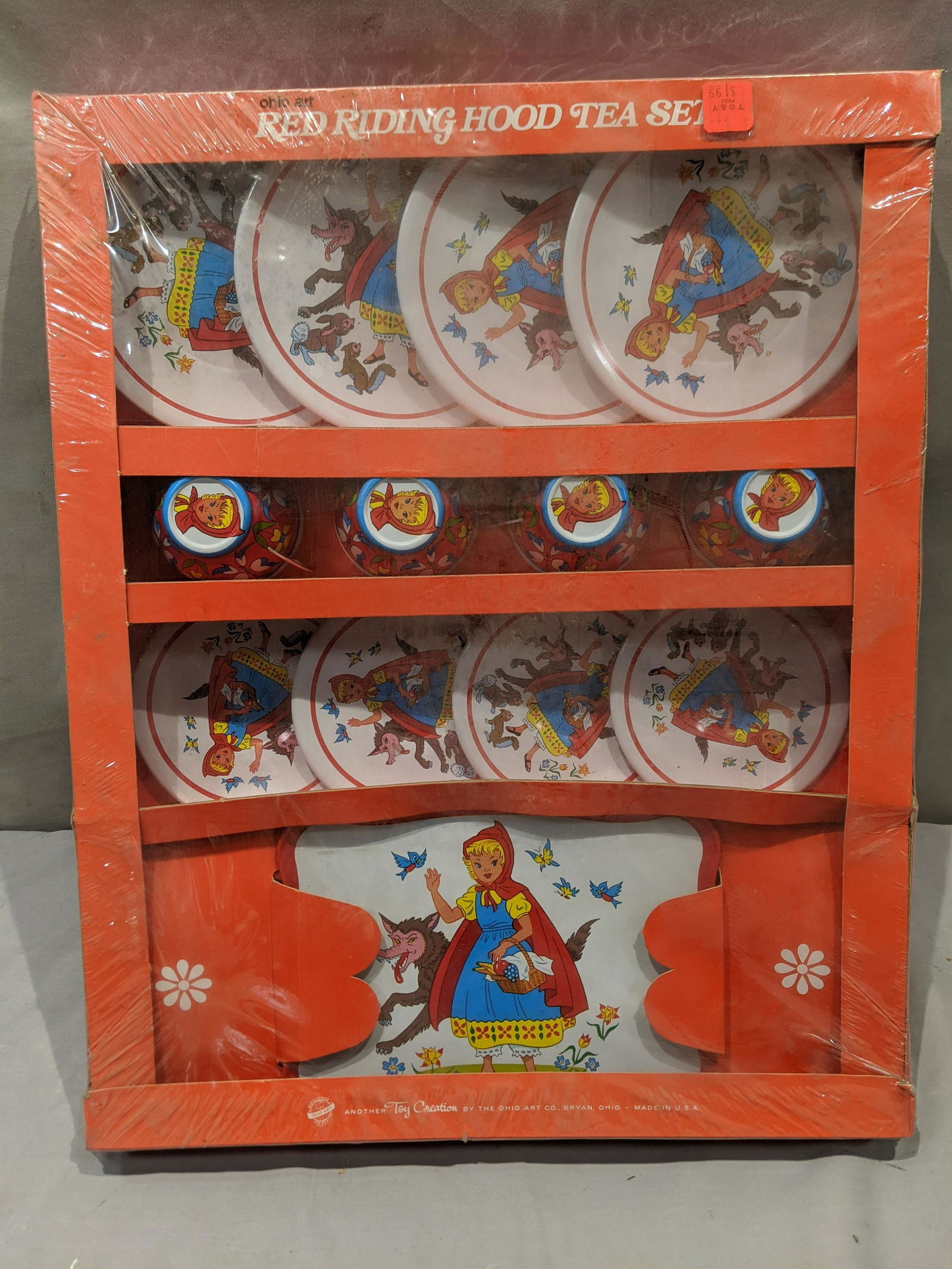 Vintage NOS Ohio Art Red Riding Hood Tin Litho Tea Set (1 of 6)