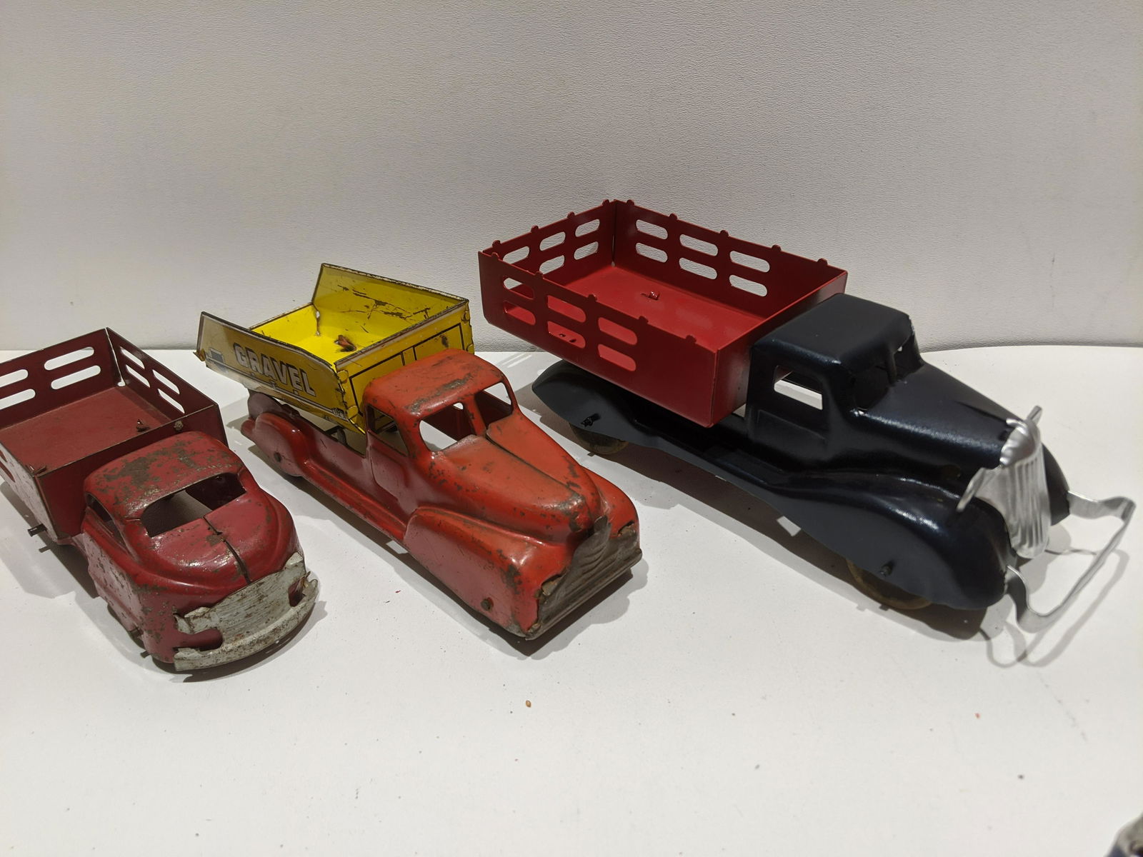 Lot 3 Pressed Steel Dump & Stake Trucks Marx etc (1 of 4)