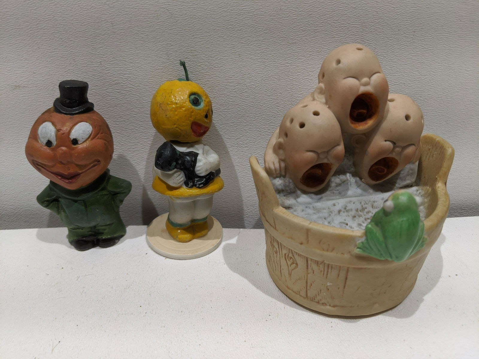 Lot 3  Vintage Japan Bisque Figures Pumpkin head etc (1 of 5)
