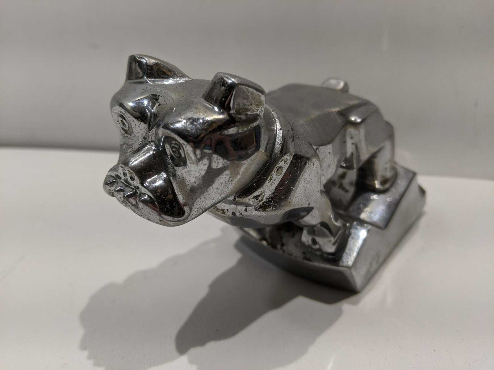 Vintage Mack Truck Chrome Bulldog Hood Ornament: Vintage Mack Truck Chrome Bulldog Hood Ornament. Measurements in inches: 7 1/2 long Condition:Has some pitting Shipping:We offer in-house shipping. Item(s) will be packed after invoice is paid and shi