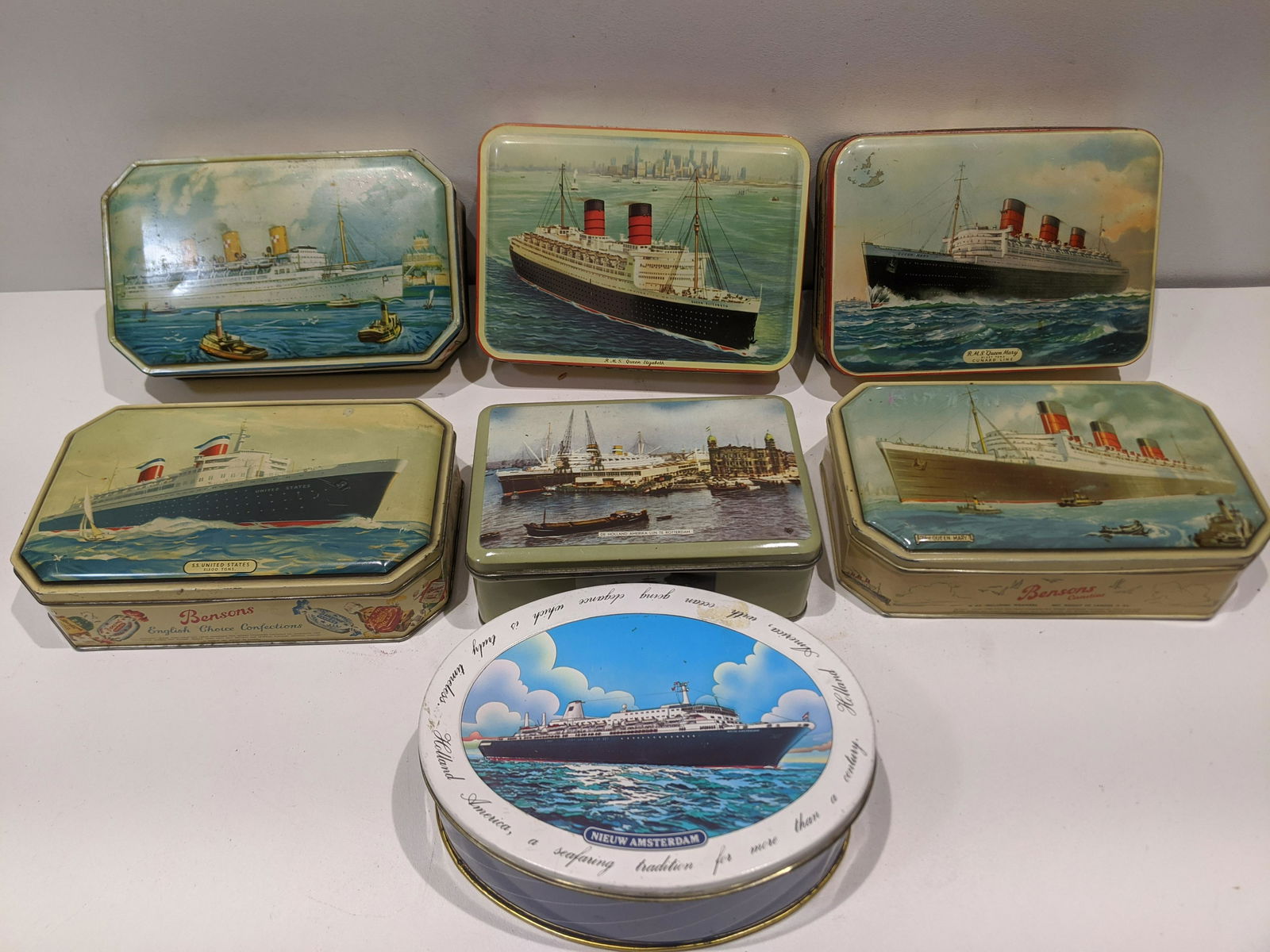 Lot 7 Steamship Candy Tins Benson's etc Queen Mary (1 of 10)