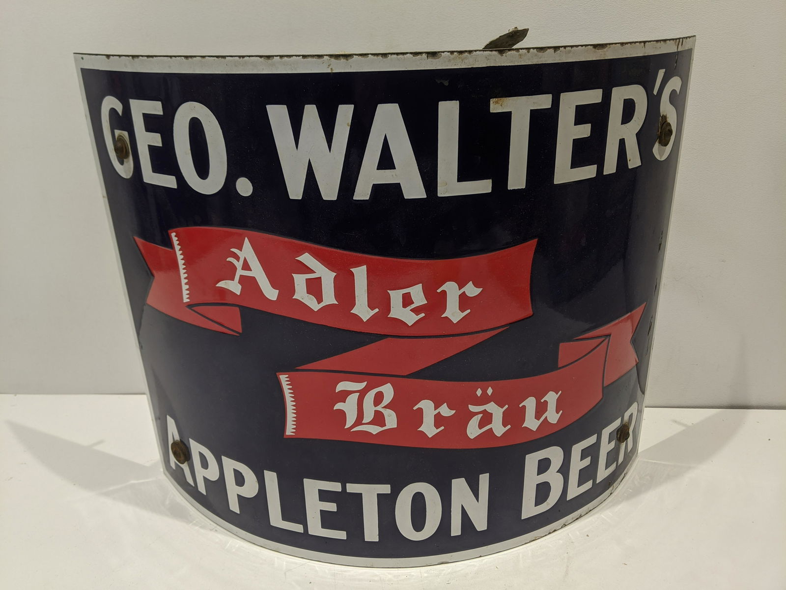 Antique Porcelain Curved Sign Walter's Appelton Beer (1 of 6)