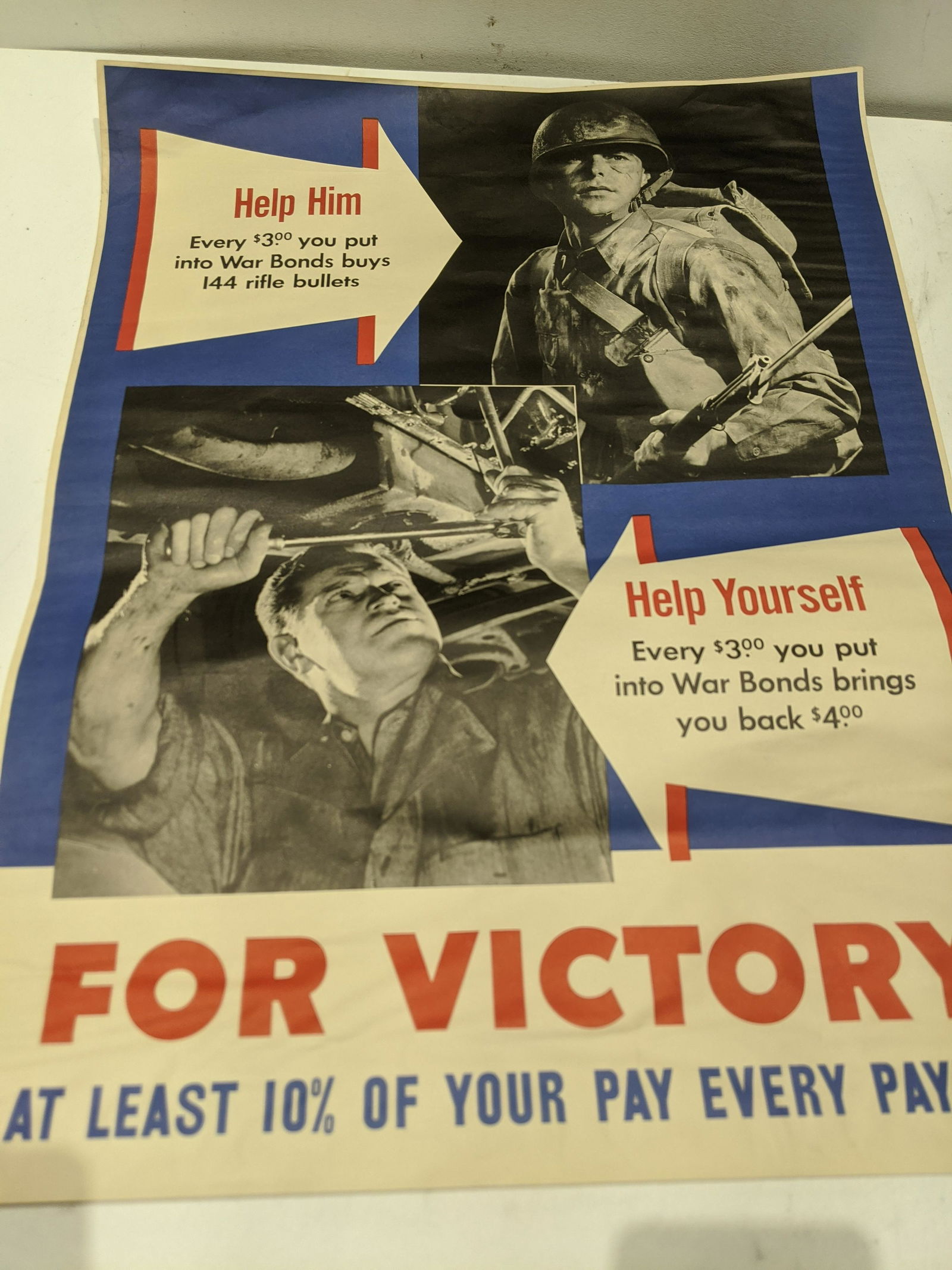 Original WWII For Victory War Bonds Poster (1 of 8)