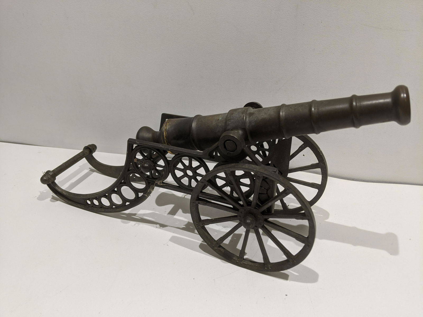 Vintage Brass Miniature Display Cannon w/ Ornate Cart (1 of 7)