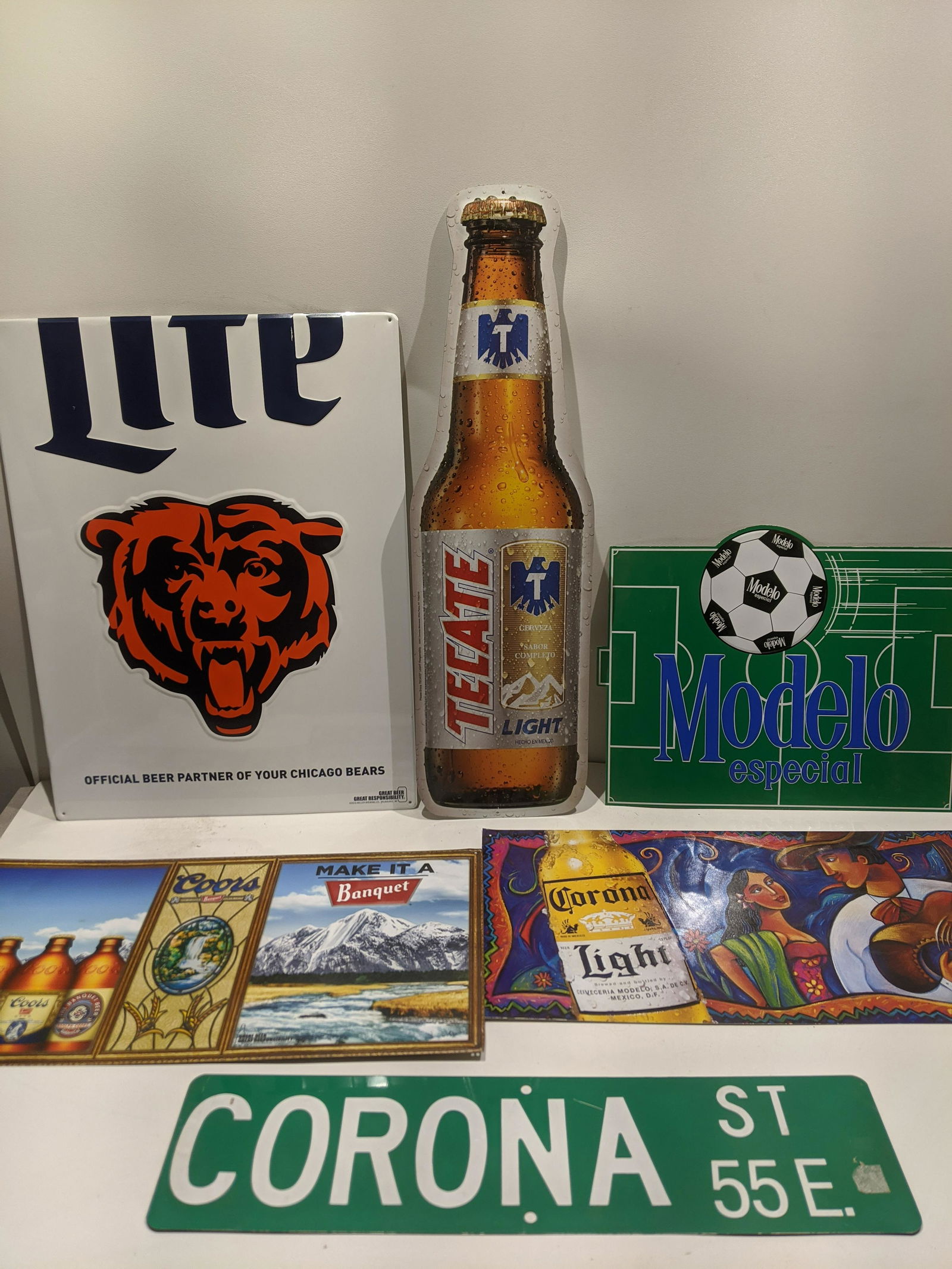 Lot 6 Metal Tacker Beer Signs Coors Corona Lite etc (1 of 7)