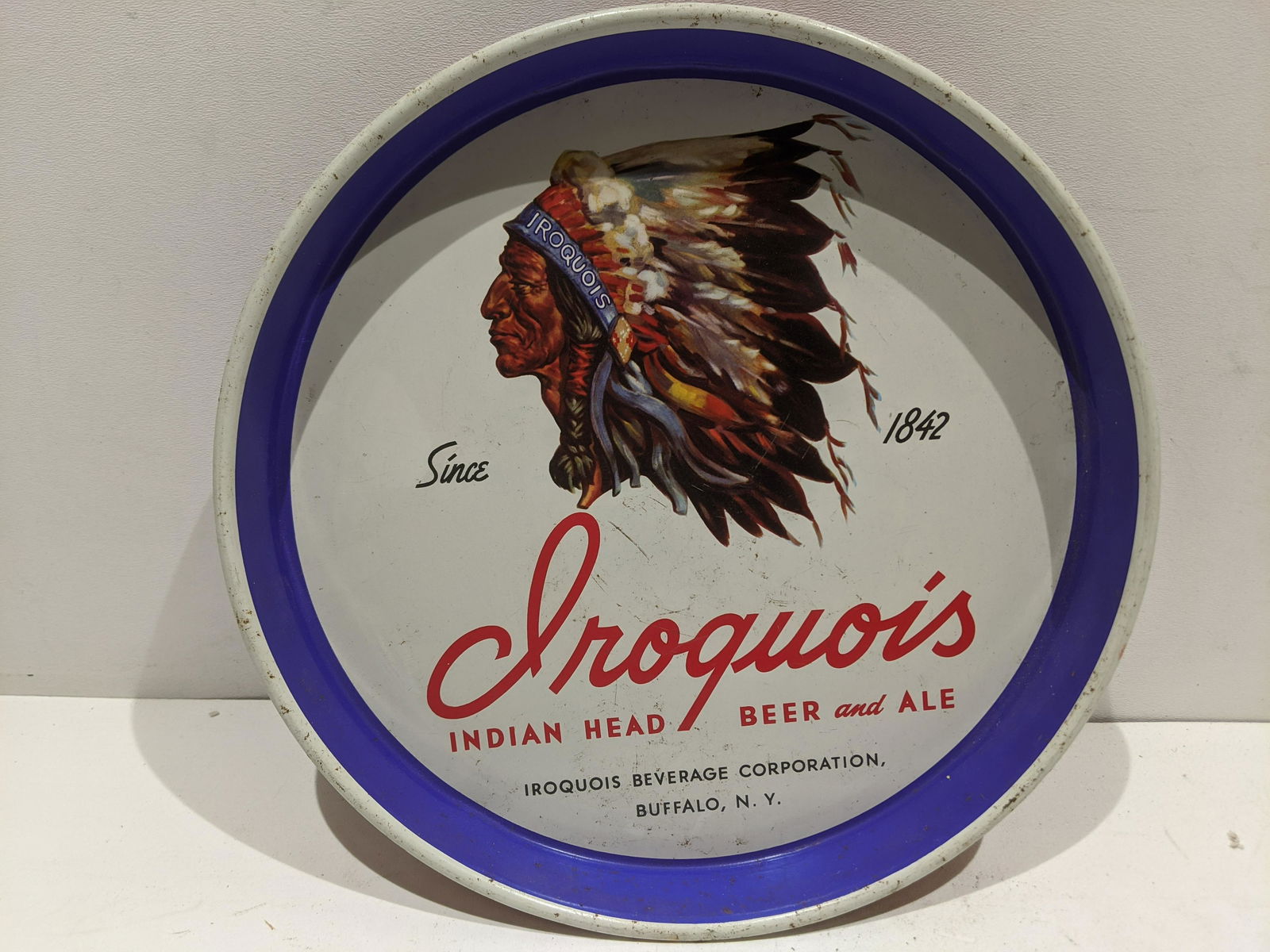 Original Iroquois Indian Head Beer Metal Tray (1 of 5)