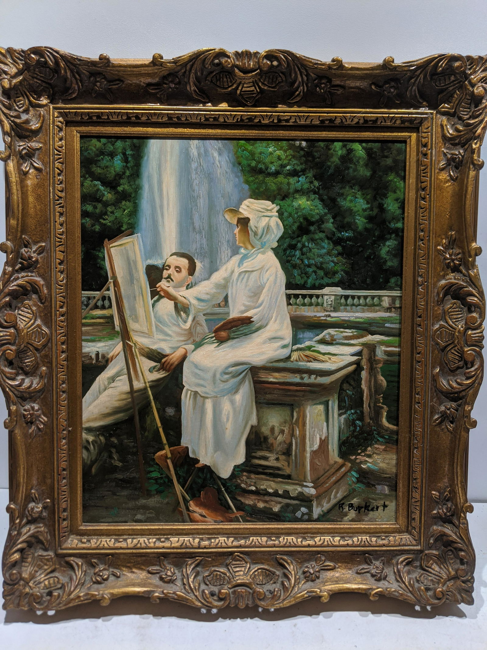 Robert Burkert Woman Painting by Waterfall Oil Painting (1 of 13)