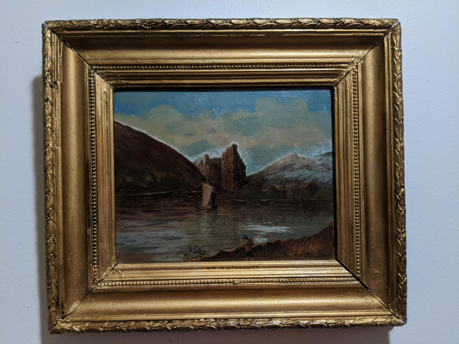 Augustus Wall Callcott Sailboat & Castle Oil Painting (1 of 12)