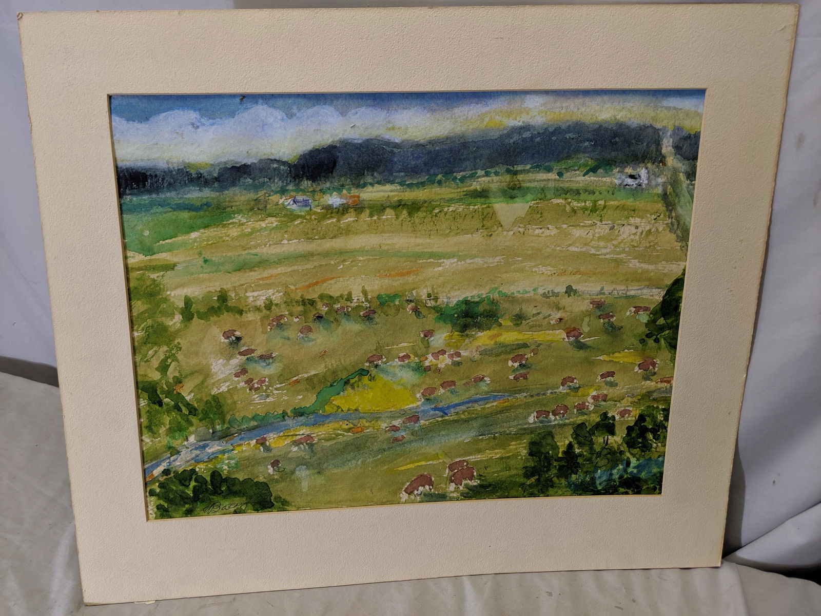 Eloise Bacon Watercolor Painting Cows in Field (1 of 10)