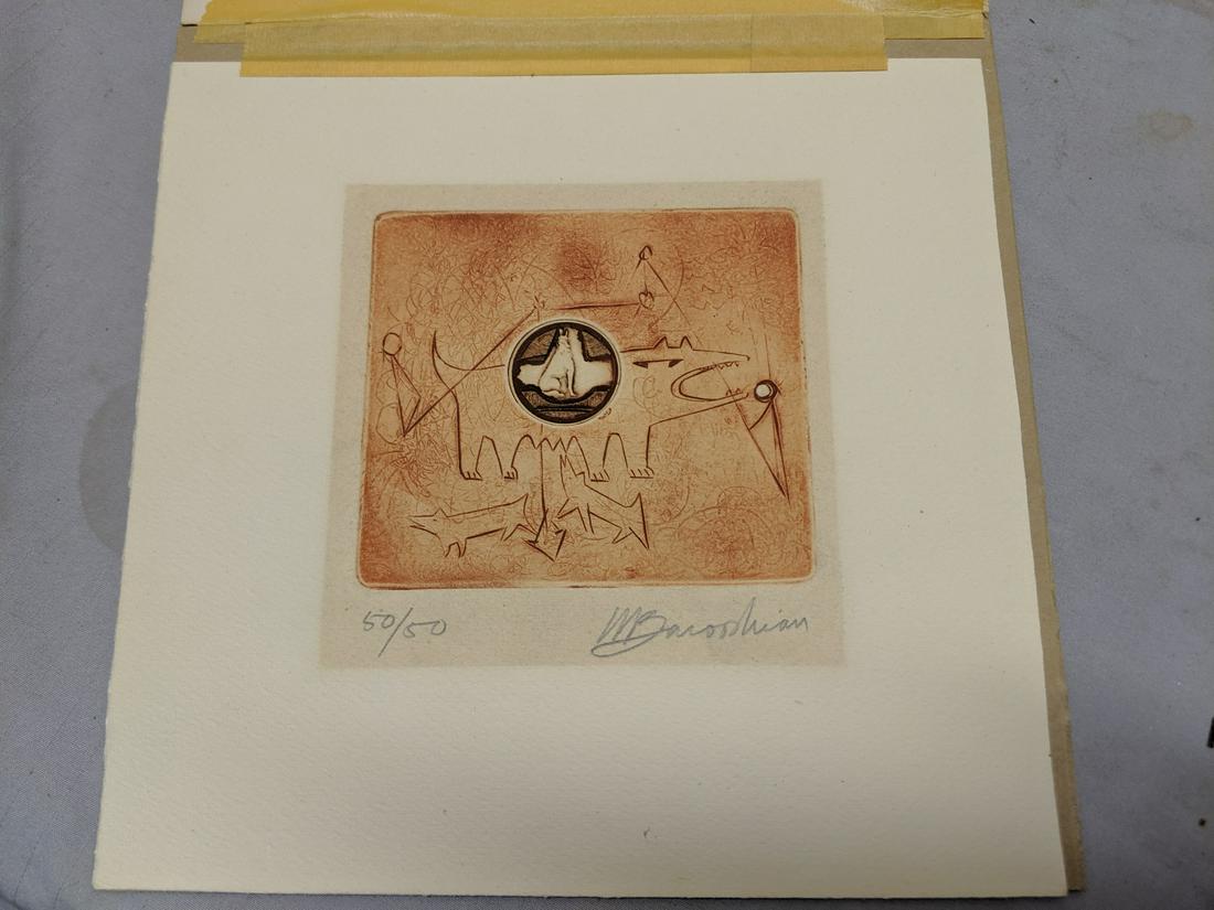 Vintage Martin Barooshian She-Wolf Pencil Signed Etchin (1 of 8)