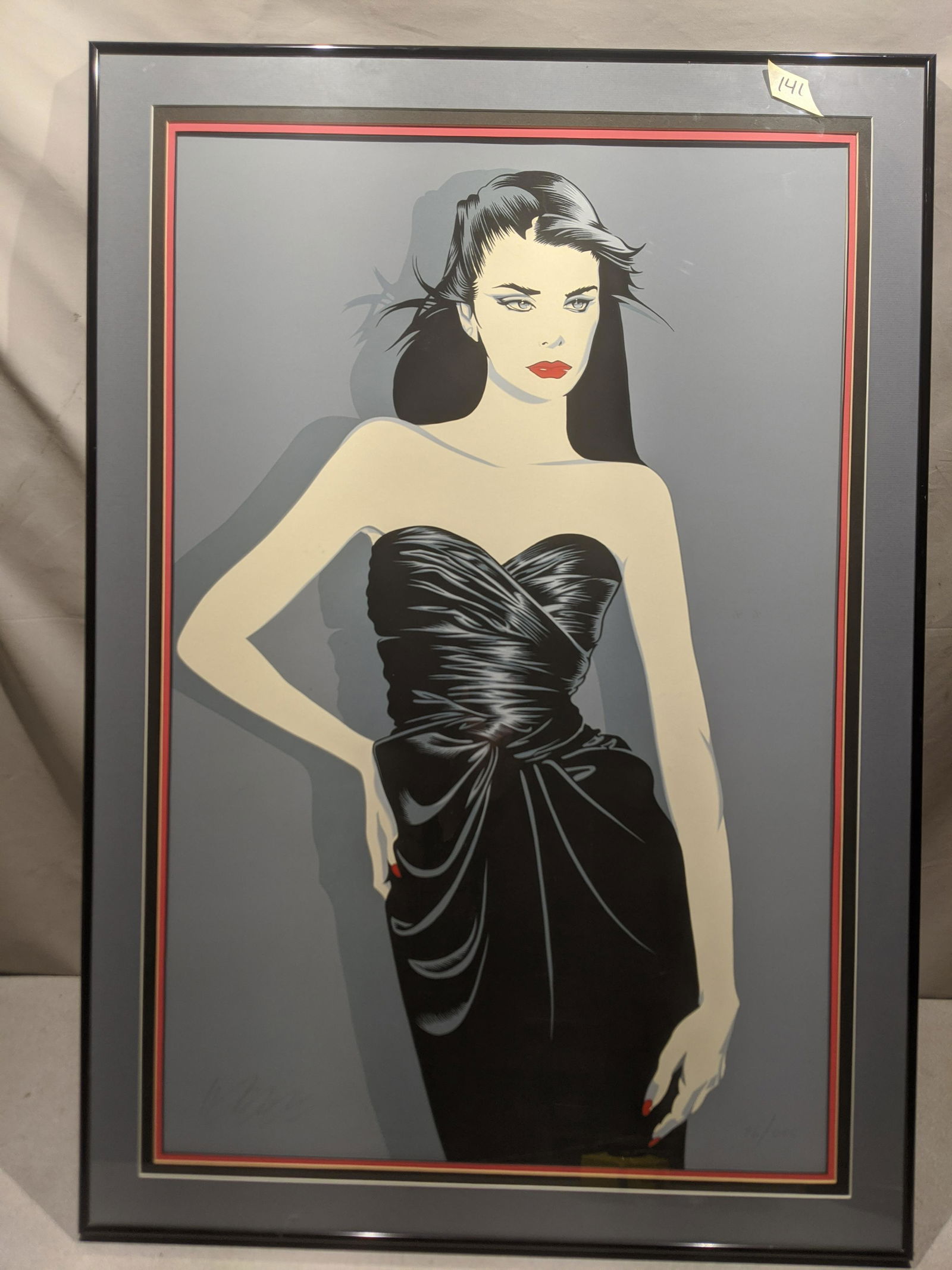 Signed Robert Blue Woman in Dress LTD Ed Serigraph: Signed Robert Blue Woman in Dress LTD Ed Serigraph framed under glass. Signed lower left. Numbered 96/385 lower right. Measurements in inches: 28 x 40, Image: 22 x 34 Condition:Good with no problems S