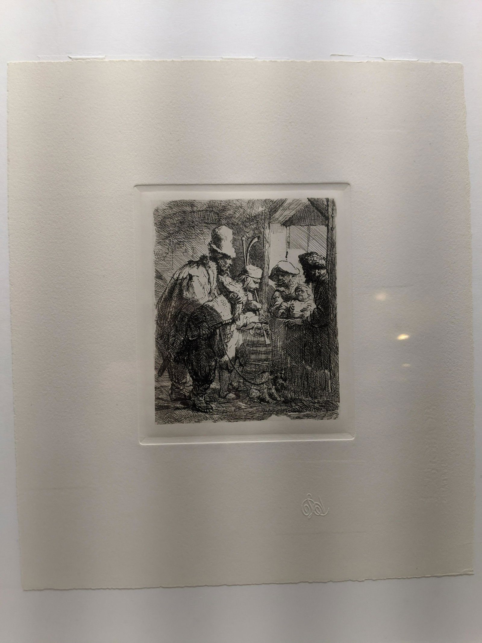 Rembrandt Restrike Etching #119 Strolling Musicians (1 of 6)