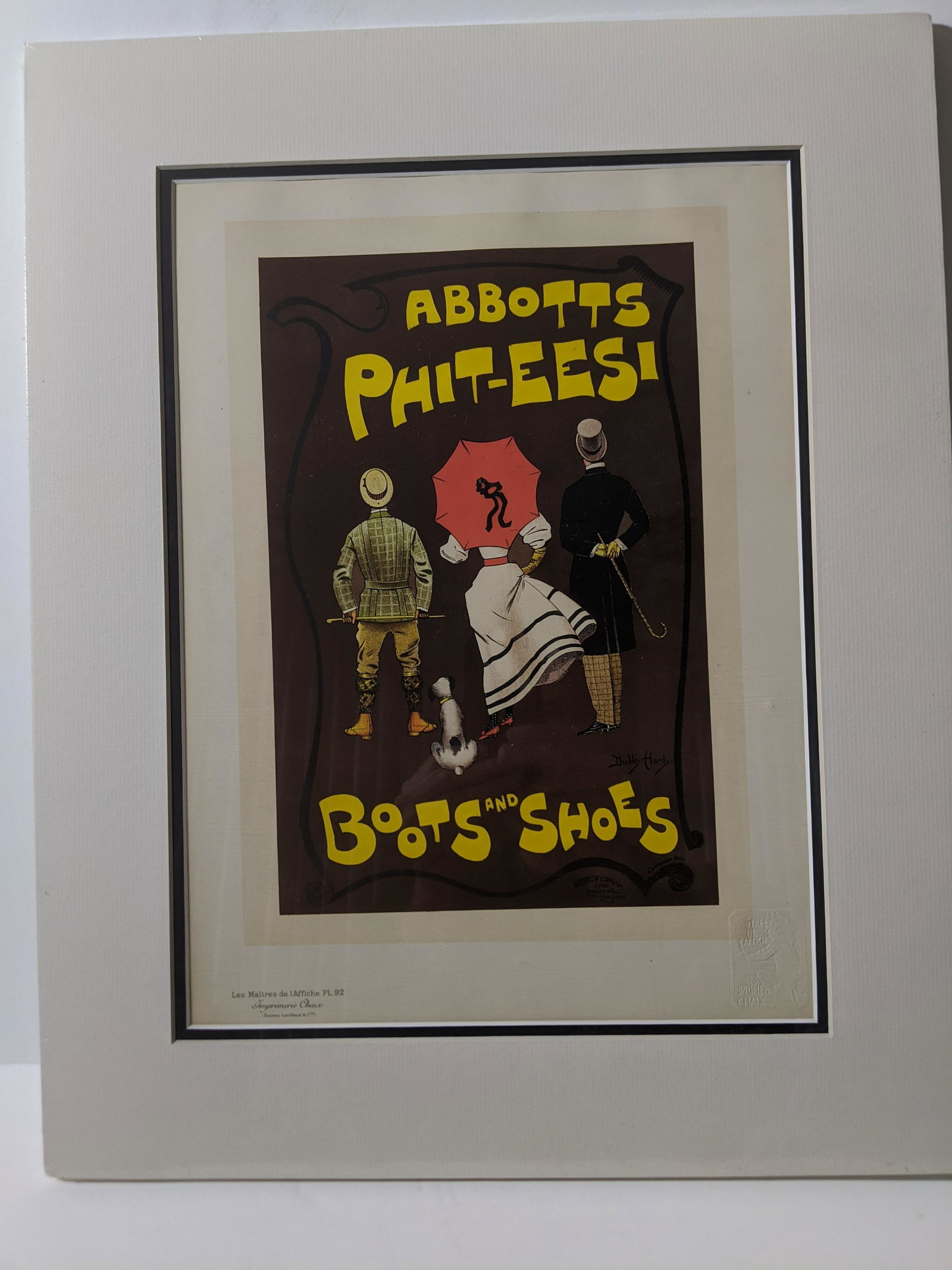 Dudley Hardy Abbotts Phit-eesi Maitres de L'Affiche 92: Les Maitres De L'Affiche Plate 92 with embossed stamp. Titled: Abbotts Phit-eesi by artist: Dudley Hardy . Professionally matted. Measurements in inches: 11 x 16 Condition:Has light toning Shipping:We