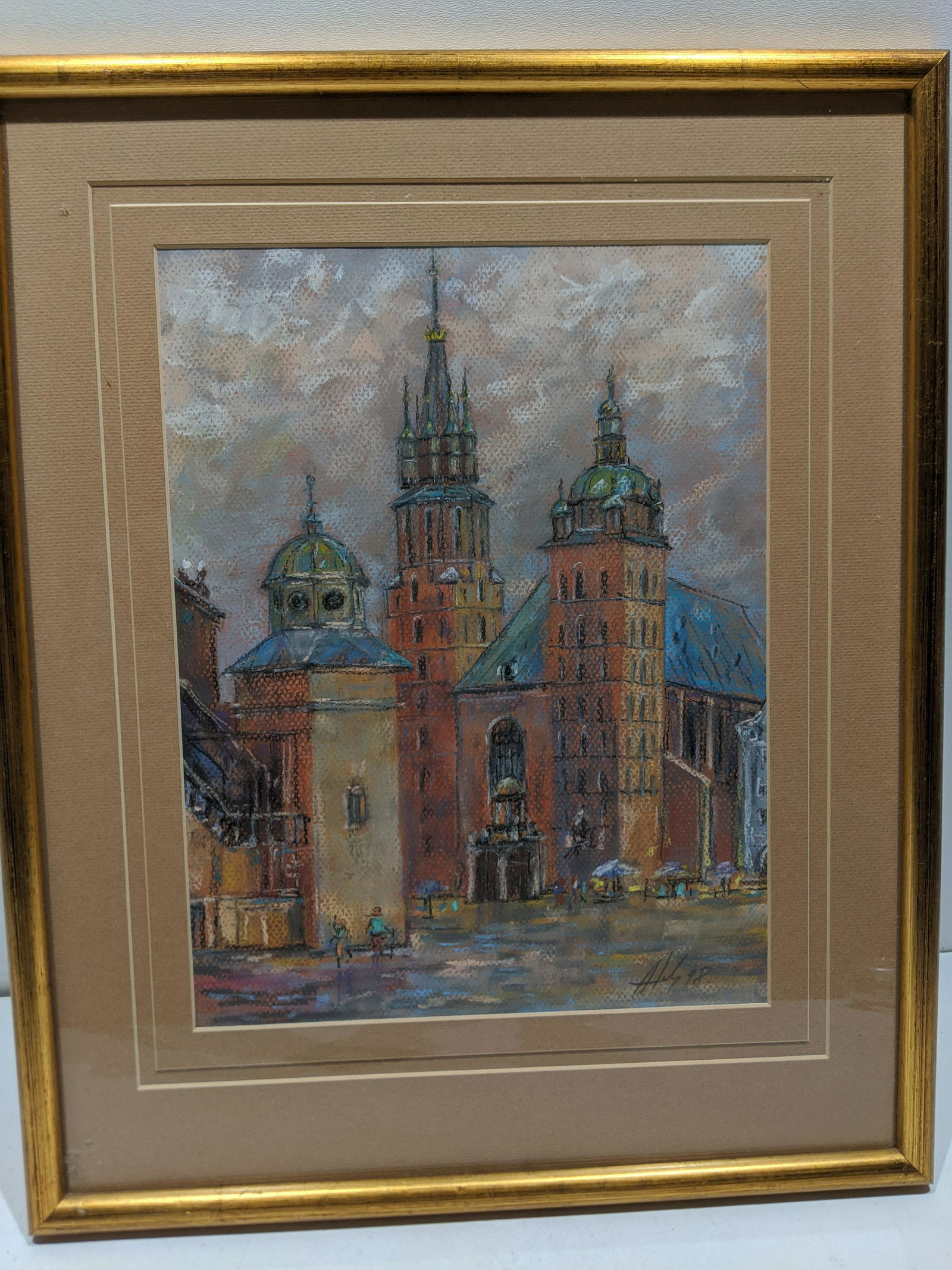 1998 Signed Pastel Painting of Church Street Scene (1 of 11)