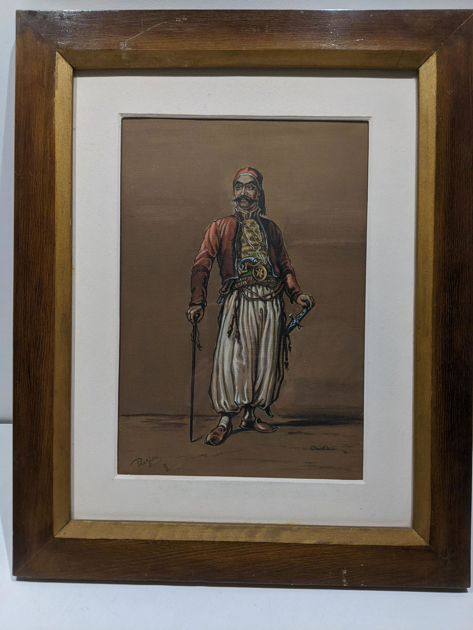 Signed Purziori Arabian Knight Framed Painting (1 of 12)