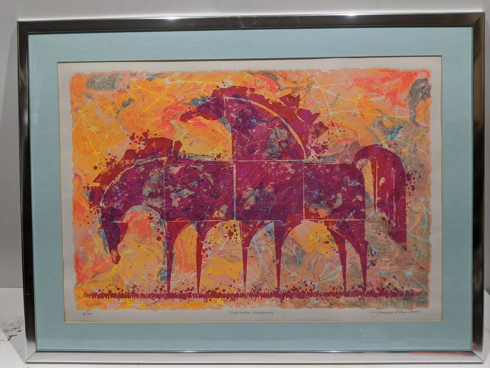 Signed Golden Dreams Abstract Horses Ltd ED Lithograph (1 of 12)