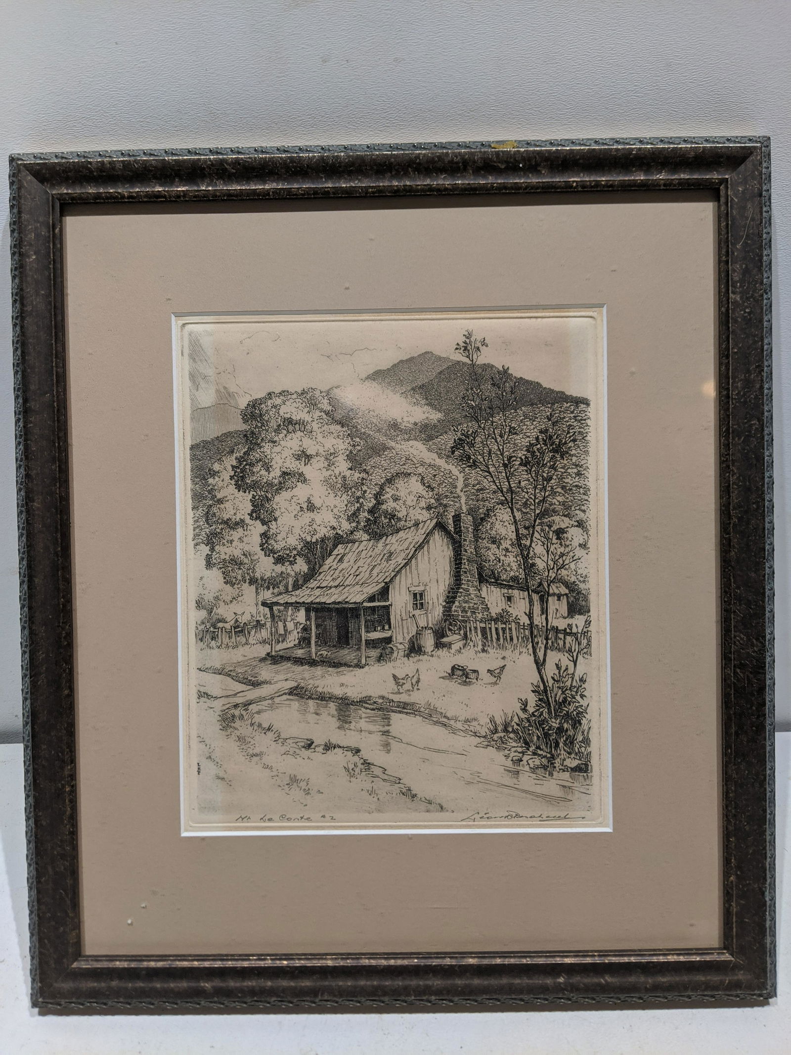 Leon Pescheret Cabin in Smokies Signed Etching (1 of 8)