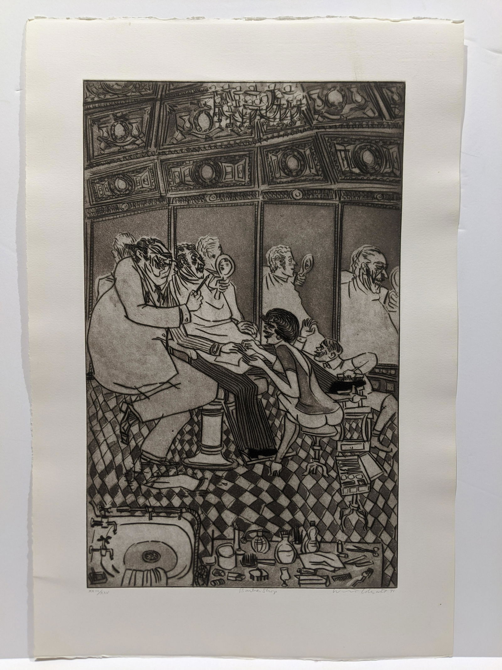 Warrington Colescott Barber Shop Ltd Ed Etching (1 of 10)