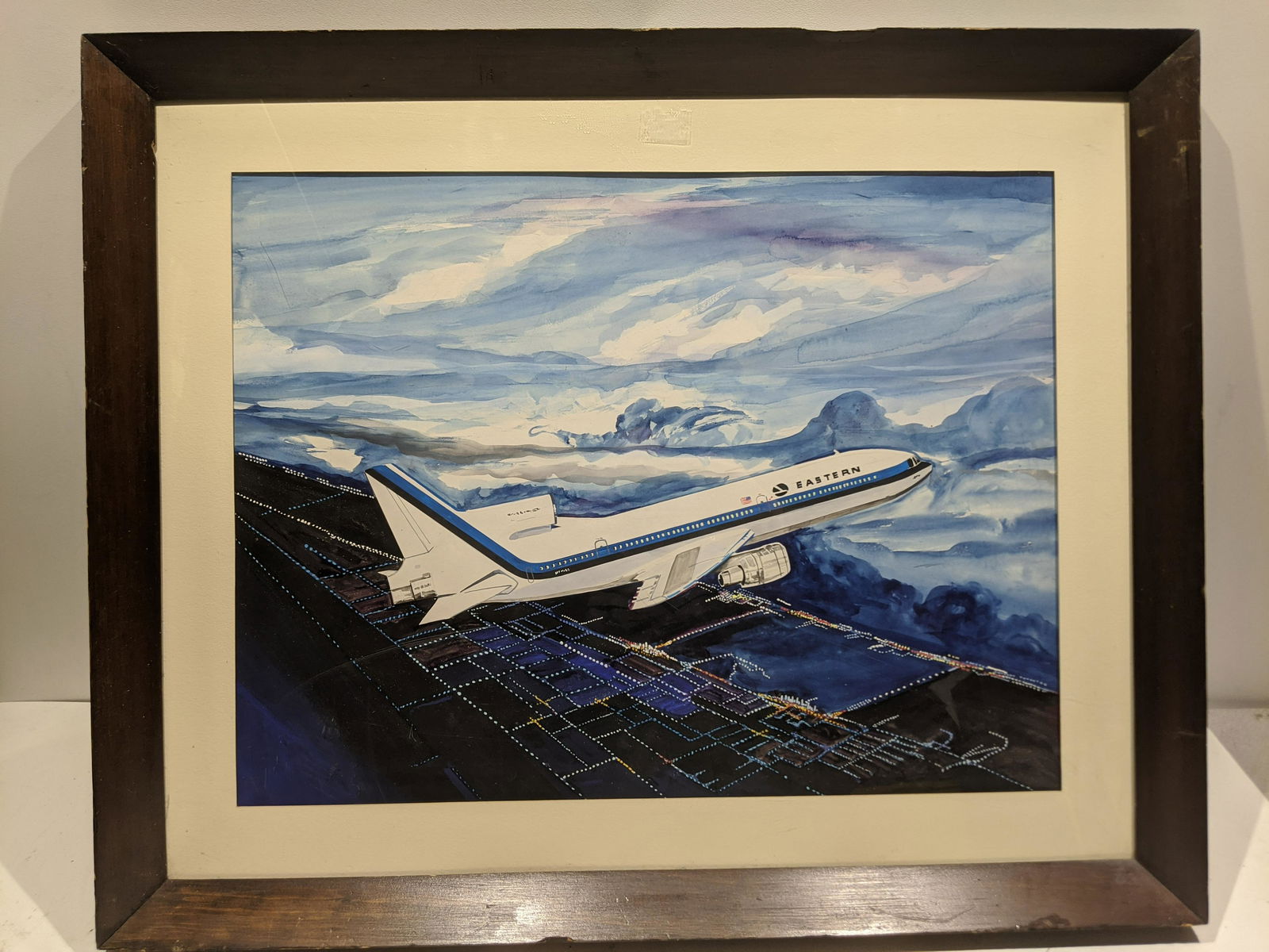Vintage Eastern Airlines Airplane in Sky Watercolor (1 of 14)