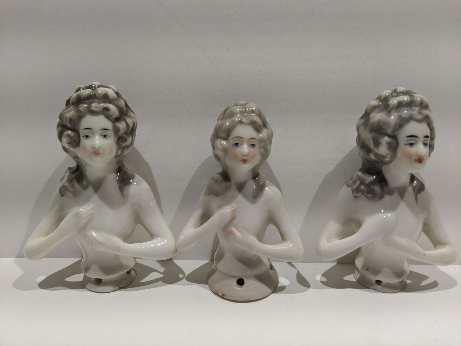 Lot 3 Antique Porcelain Pin Cushion Dolls (1 of 5)