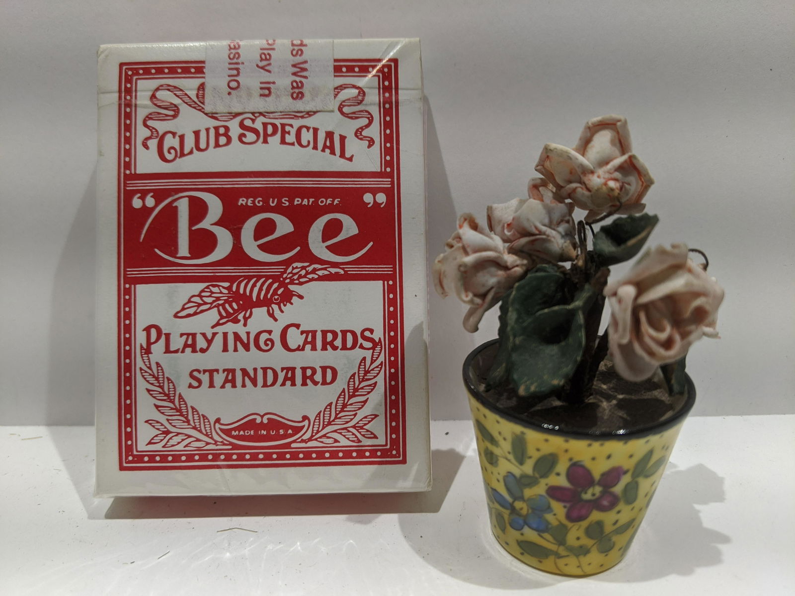 Vintage Miniature Porcelain Flower Pot w/ Flowers (1 of 5)