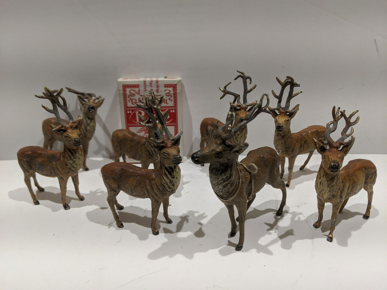 Set 8 Antique German Metal Miniature Reindeer (1 of 8)