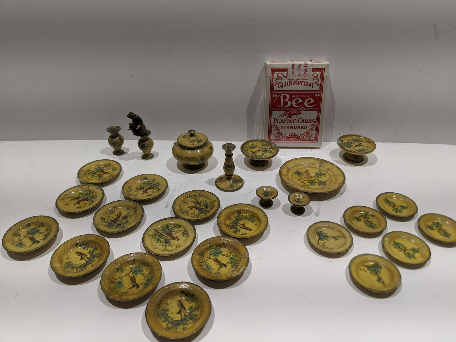 Set 28 Pcs Handpainted Antique Wooden German Dishes (1 of 9)