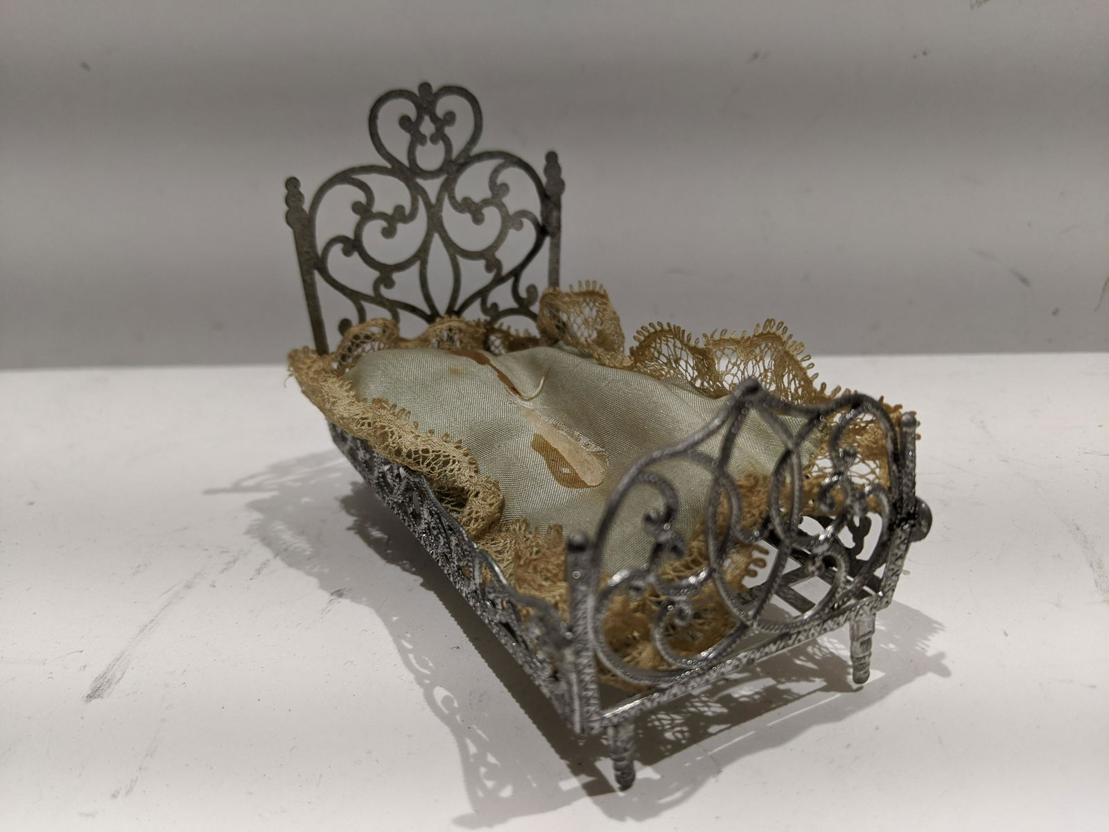 Antique German Soft Medal Dollhouse Bed (1 of 7)