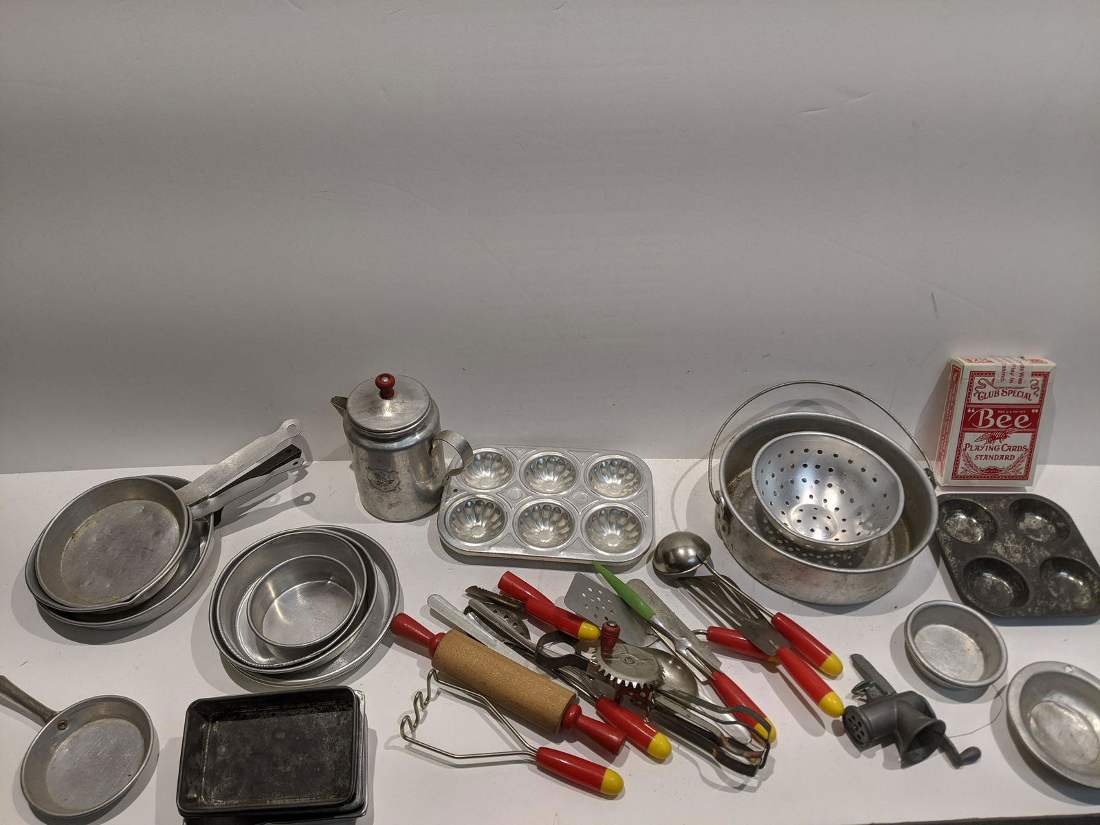 Large Lot c1950's Metal Doll Kitchen Utensils & Pots (1 of 8)