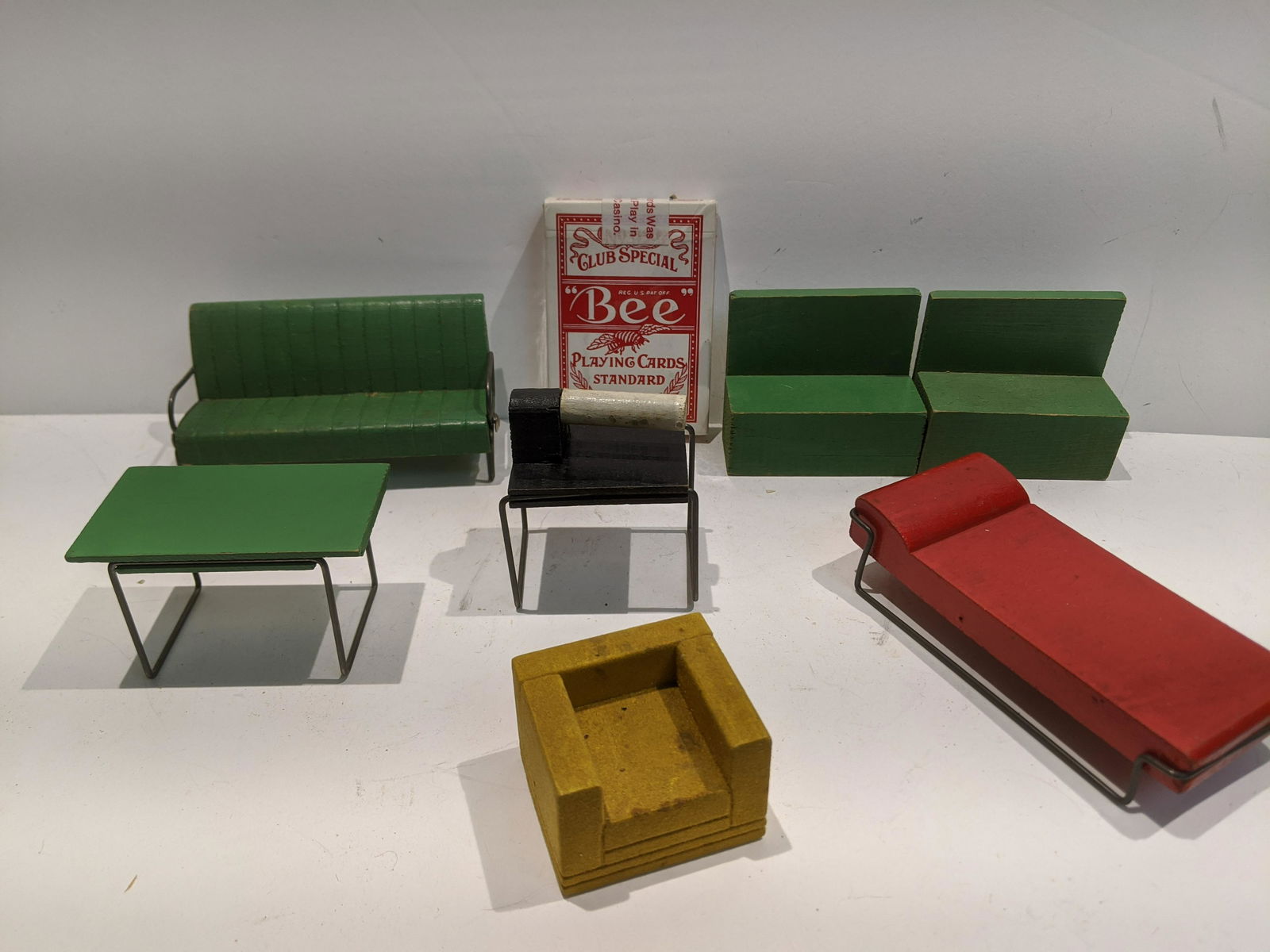 Art Deco Miniature Dollhouse Wood & Metal Furniture (1 of 8)
