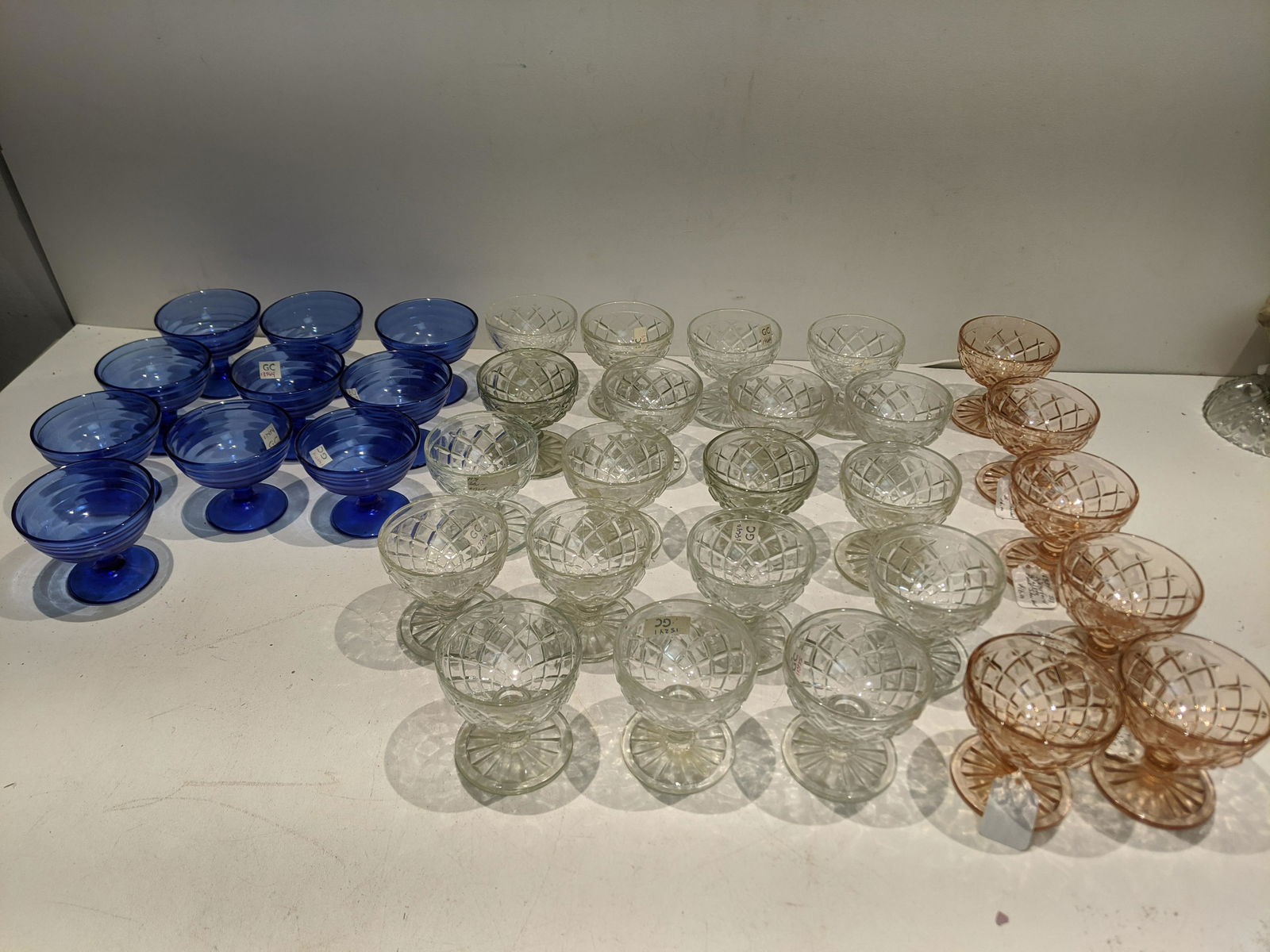 3 Sets Stem Sherbets Waterford Waffle Pink & Clear (1 of 7)