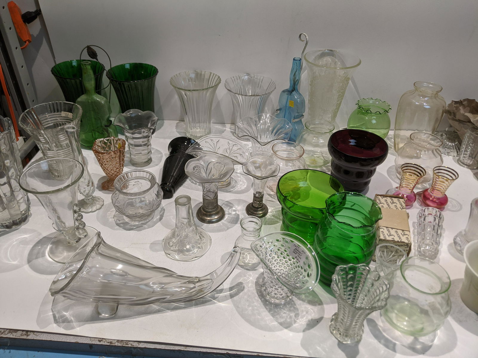 Lot 45 Assorted Clear & Colored Vintage Glass Vases (1 of 14)
