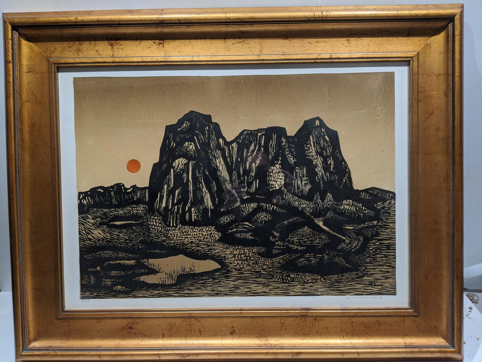 1958 Rudolph Weissawer Mountain Woodblock Print (1 of 15)